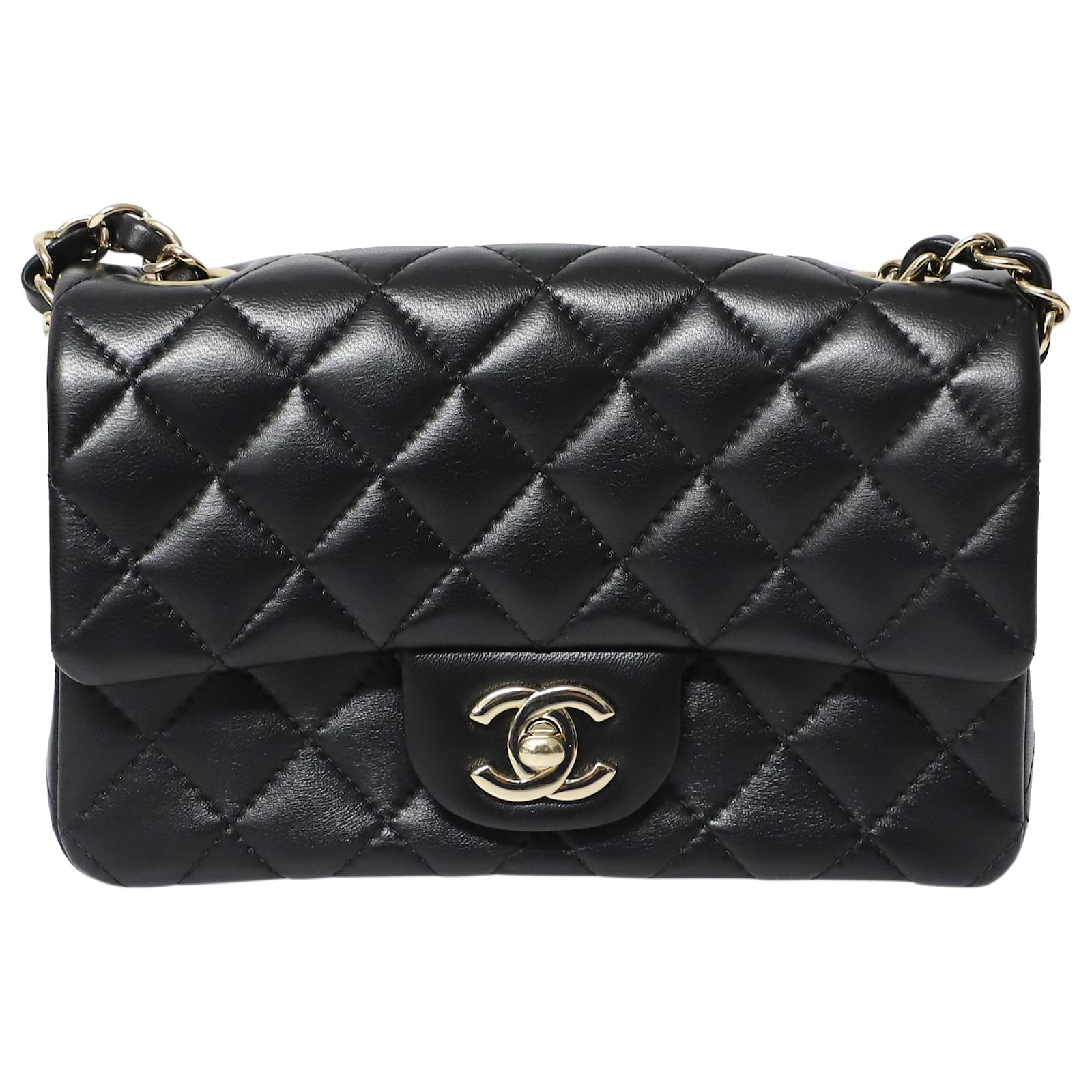 Chanel Quilted Mini Rectangular Flap Purse in Black Lambskin