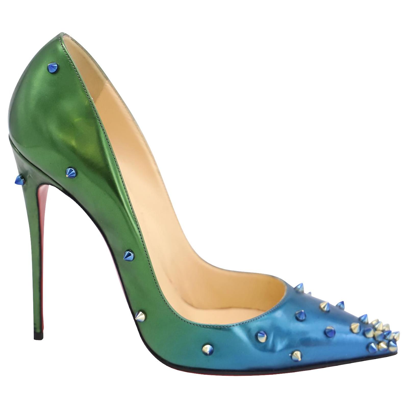 blue studded louboutins