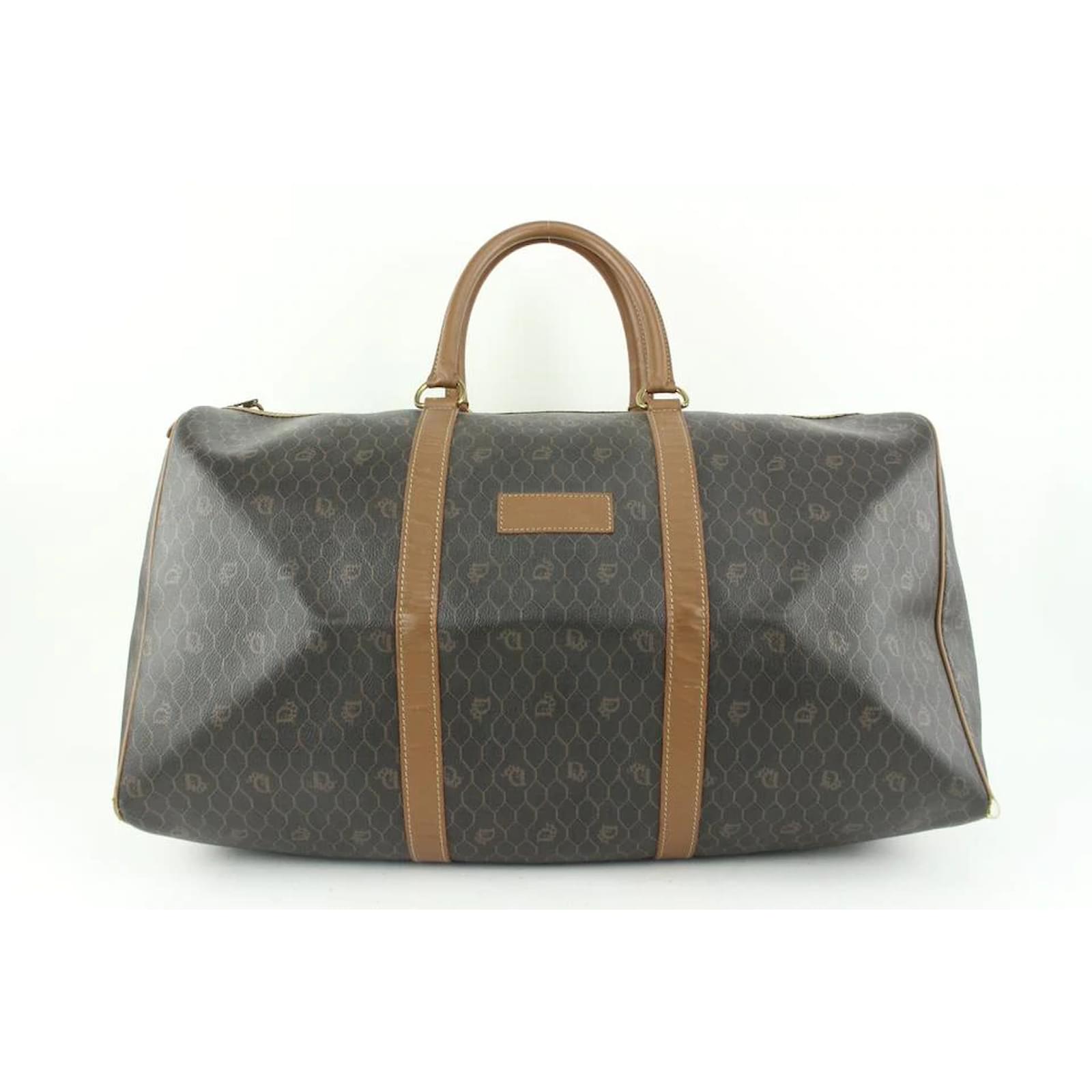 Christian Dior Black Monogram Trotter Honeycomb Boston Duffle Bag Leather  ref.332852 - Joli Closet