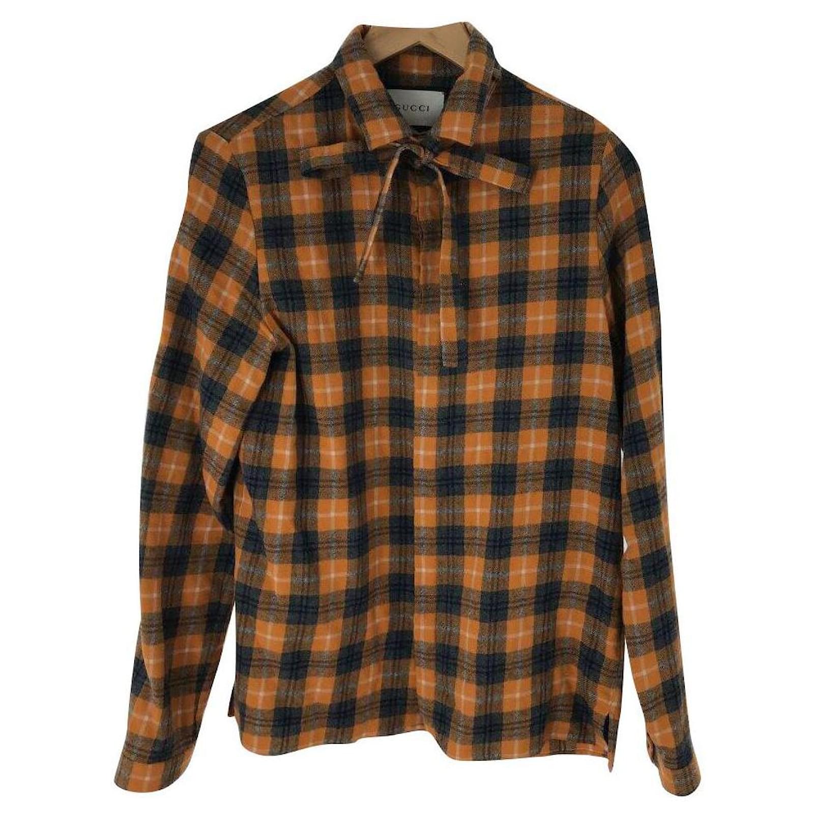Vintage Gucci long sleeve dress shirt orange small logo cotton size 39 15  1/2