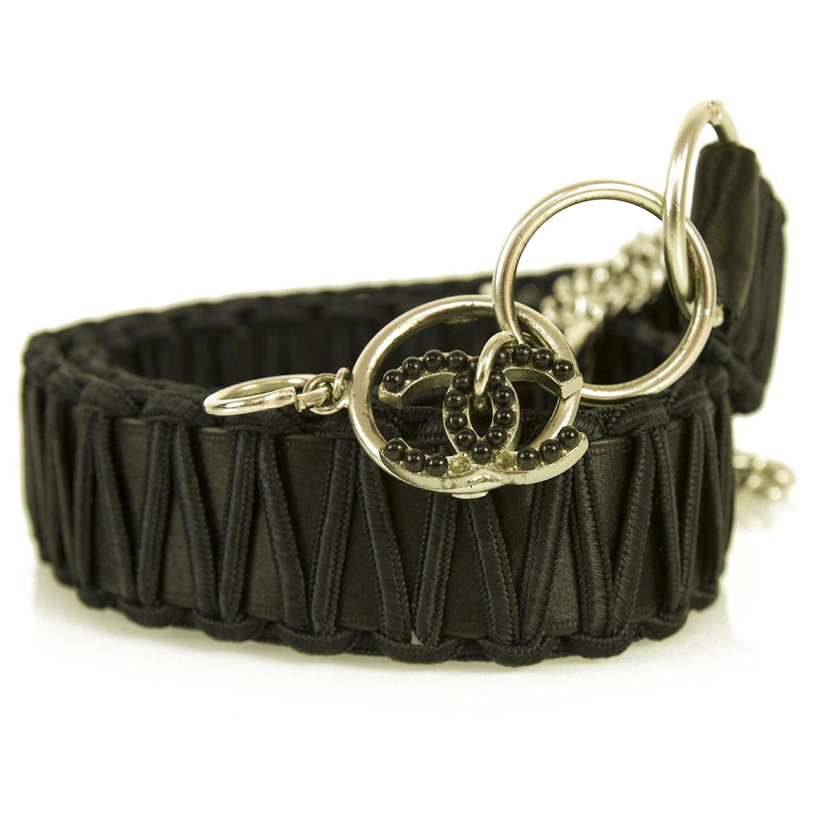 CHANEL Woman's Black Leather Braided Rope Silver tone Chain CC Charm Belt  ref.489495 - Joli Closet