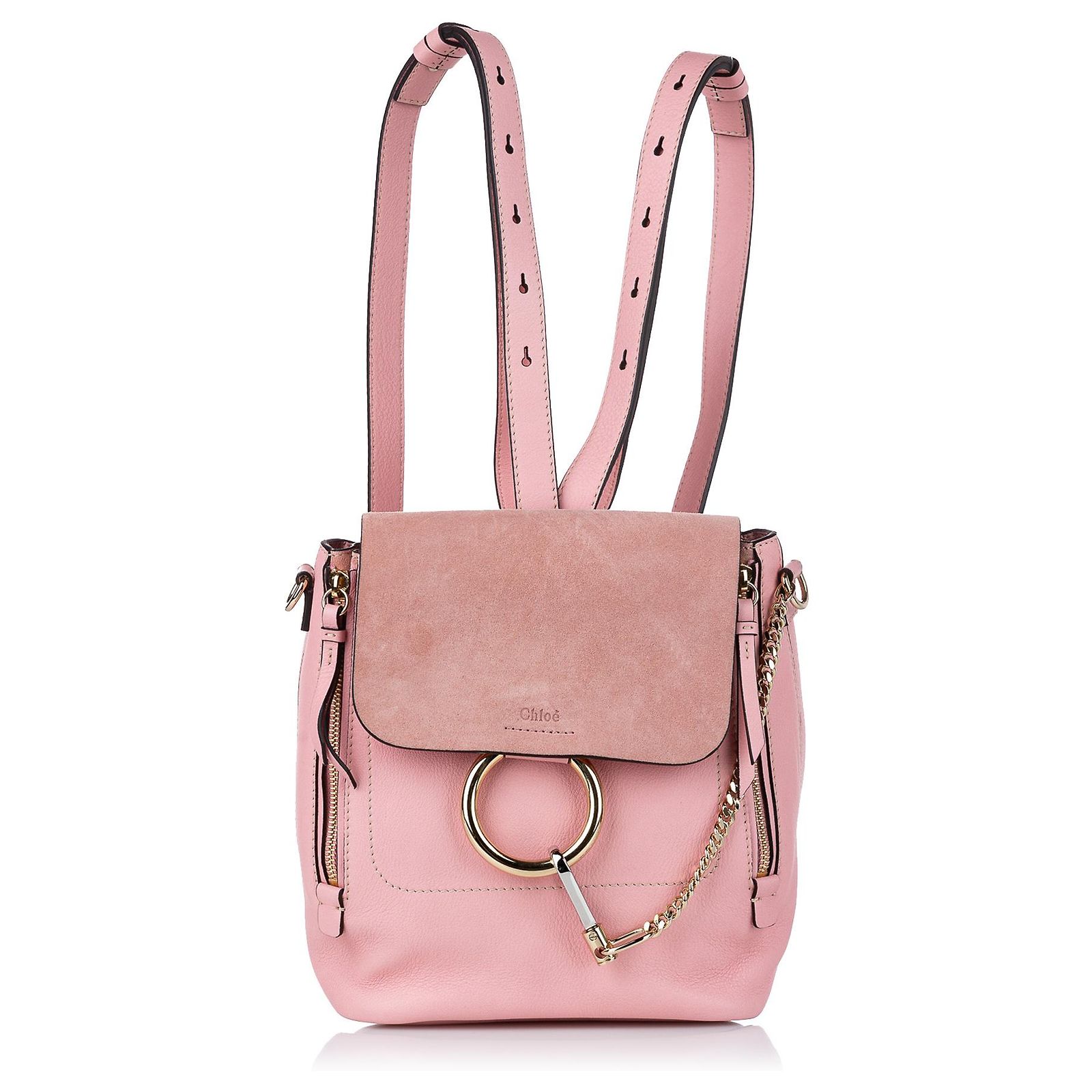 Chloé Chloe Pink Faye Leather Backpack Suede Pony-style calfskin ref ...