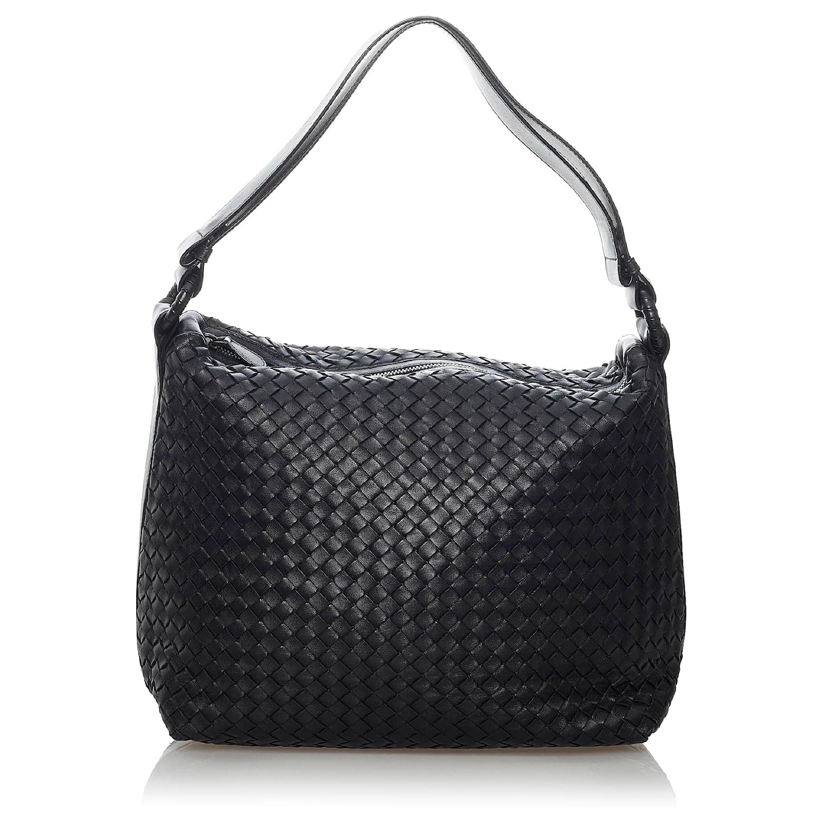 Intrecciato Leather Shoulder Bag in Black - Bottega Veneta