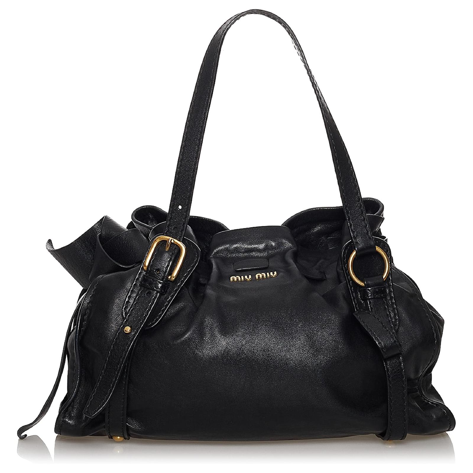 miu miu VITELLO LUX バッグ ブラック