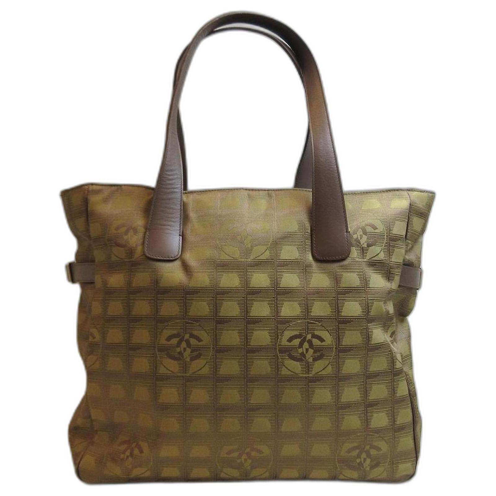 [Used] Chanel New Travel Line Tote GM Khaki Tote Bag ref.489818 - Joli ...