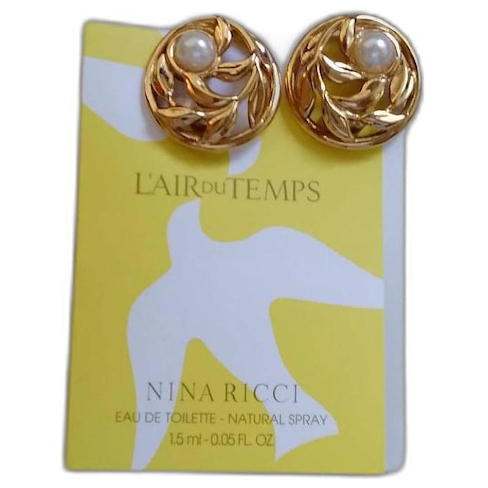Nina Ricci Boucles d'oreilles Clip Or Monogramme NR Vintage 90s