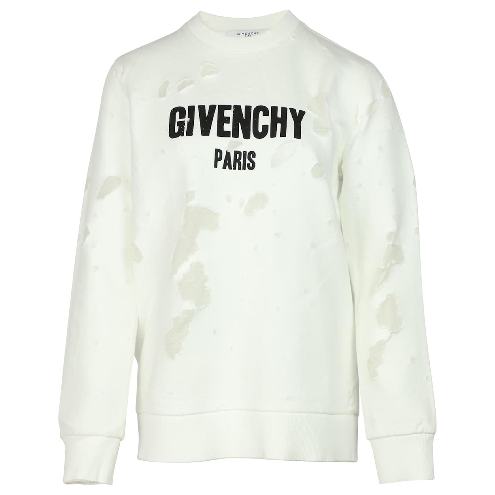 Givenchy Distressed Sweatshirt in White Cotton  - Joli Closet