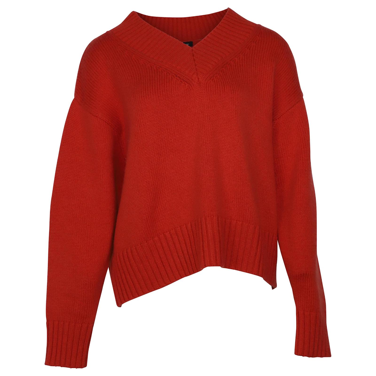 Joseph V-Neck Knit Sweater in Red Wool Cashmere ref.490498 - Joli