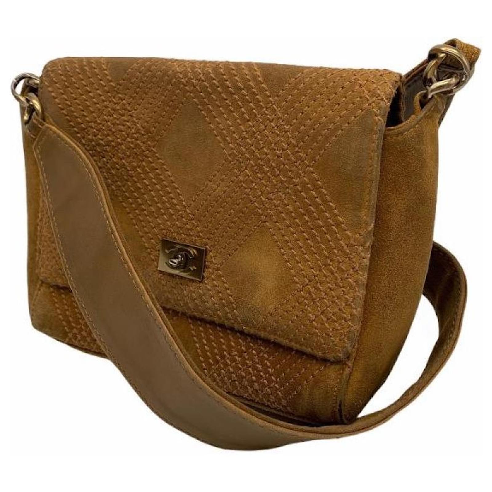 Used] Chanel CHANEL Suede Shoulder Bag Coco Mark Turn Lock Brown ref.490777  - Joli Closet