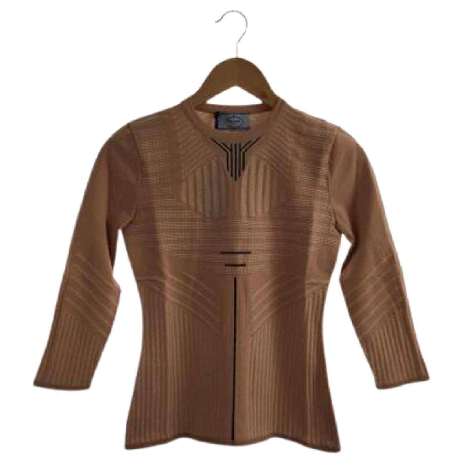 トップス PRADA Long sleeve cut and sew Used] PRADA Crew neck / long sleeve cut-and-sew / 36 / tops
