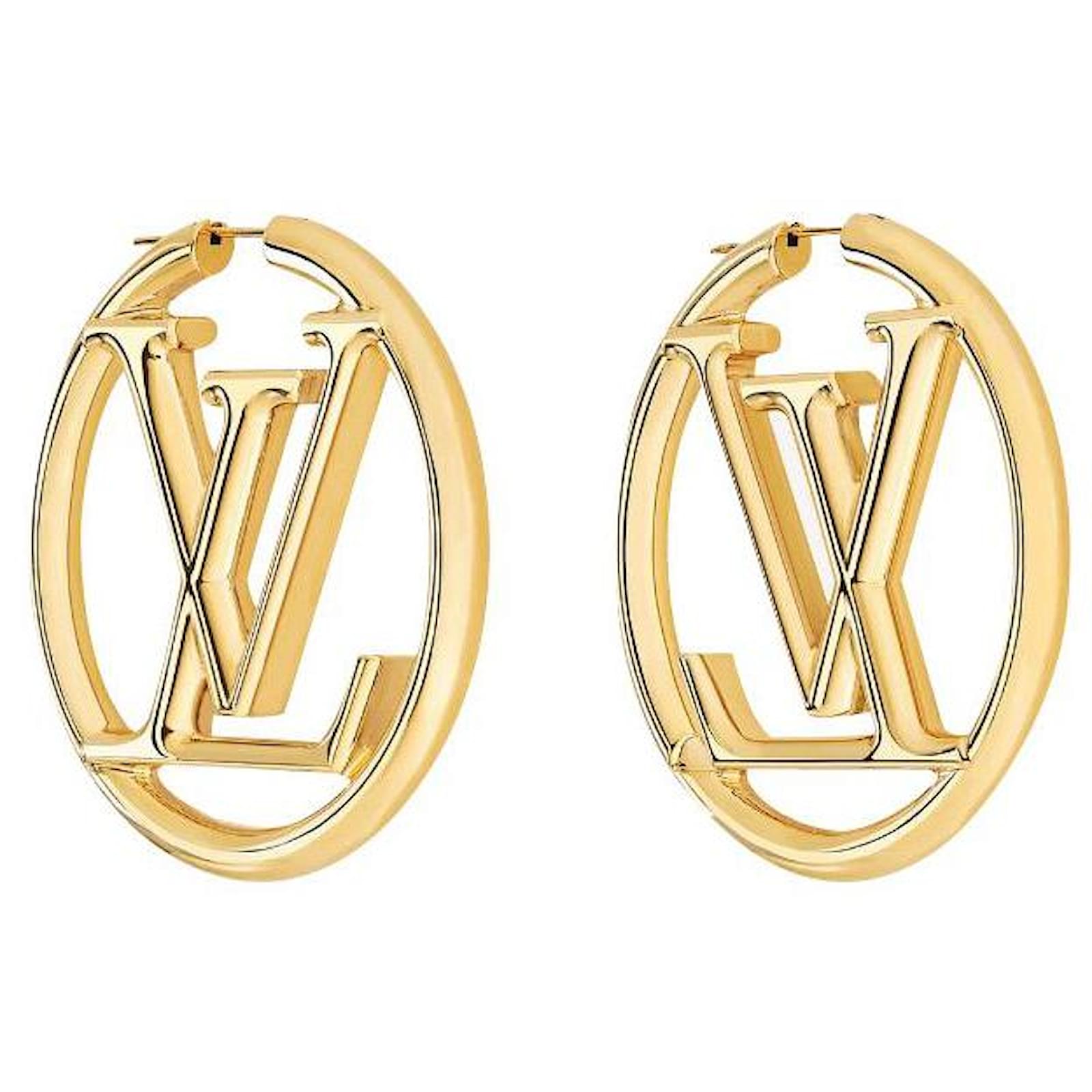 Autentici Orecchini Cerchio Louis Vuitton Monogramma Fiore LV Oro Scatola  Quasi Nuovi