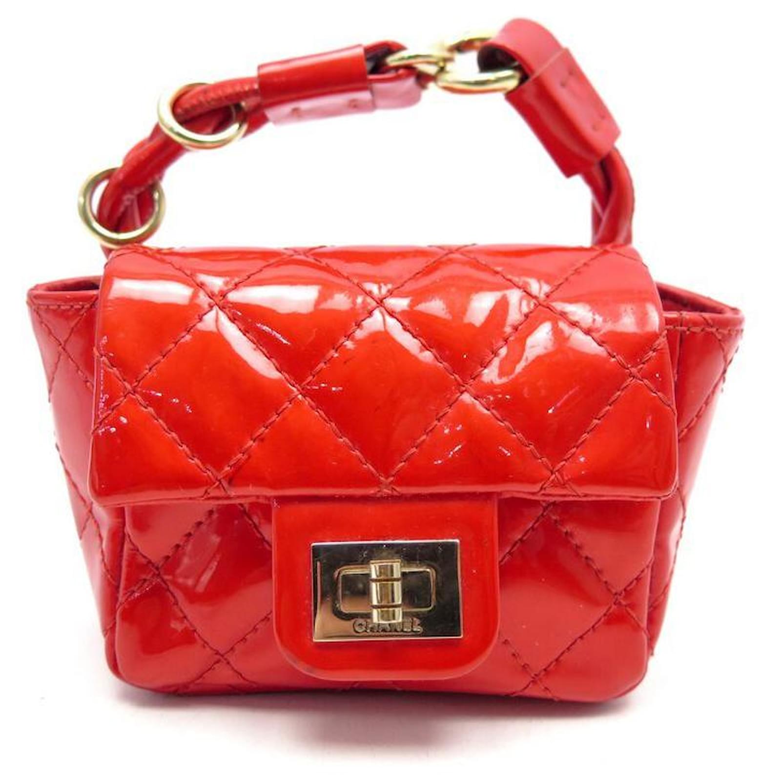 CHANEL MICRO ANKLE BAG  RED PATENT QUILTED LEATHER ANKLET BAG Patent  leather  - Joli Closet