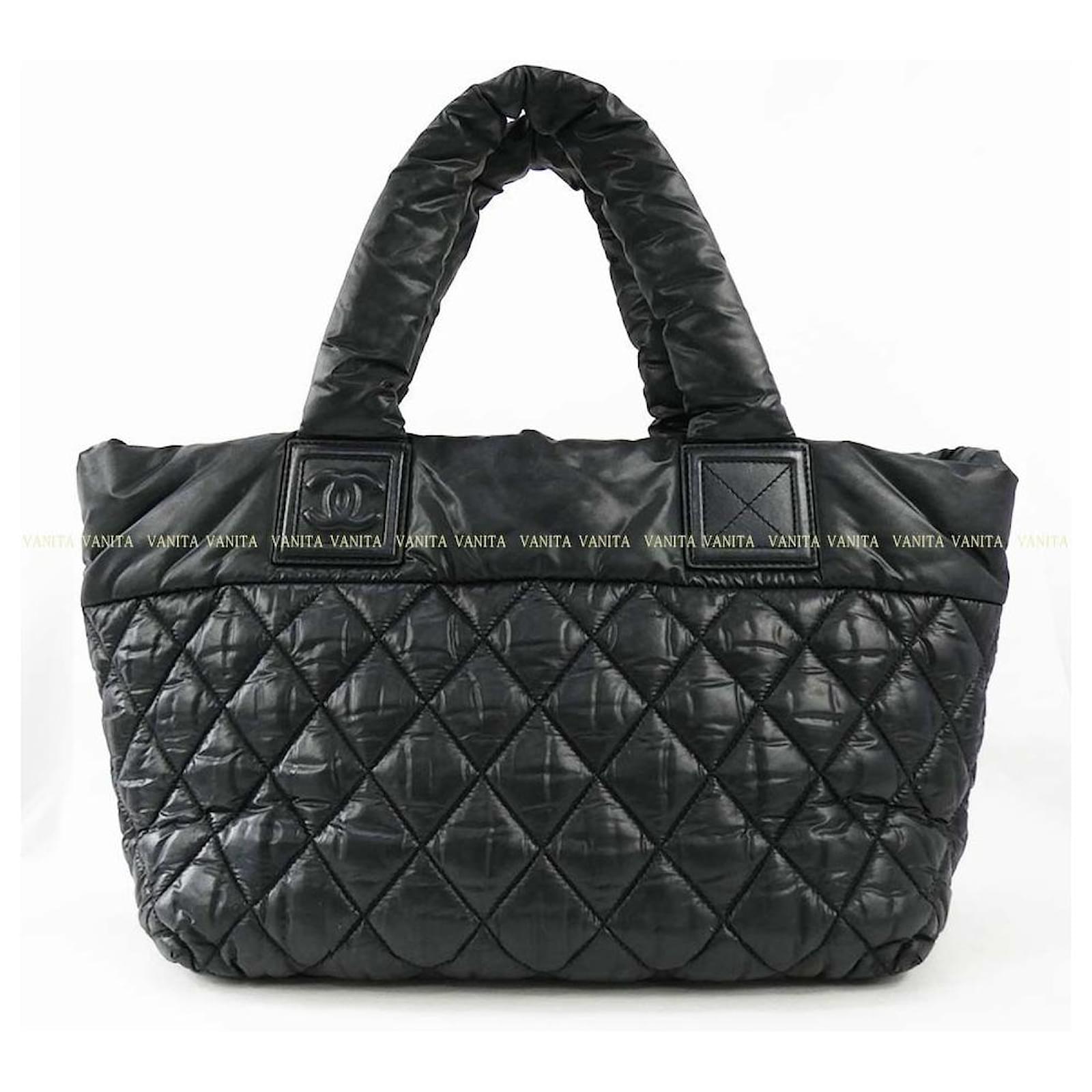 CHANEL COCO COCOON Nylon Tote Bag Black Women Authentic Used from Japan