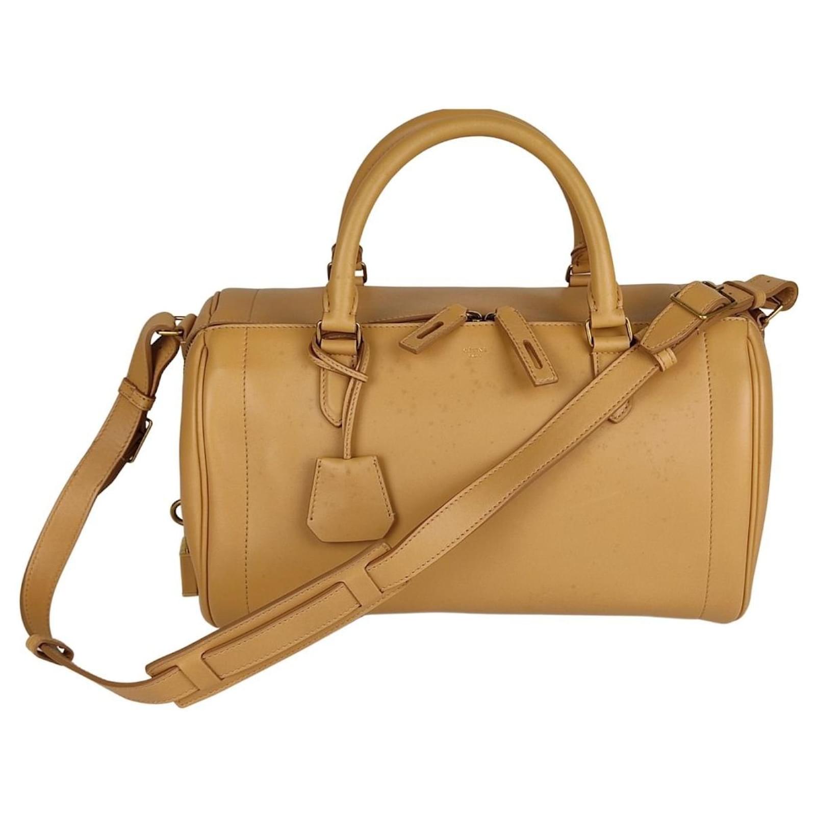 Céline Celine Boston bag with shoulder strap Beige Leather ref.492229 -  Joli Closet