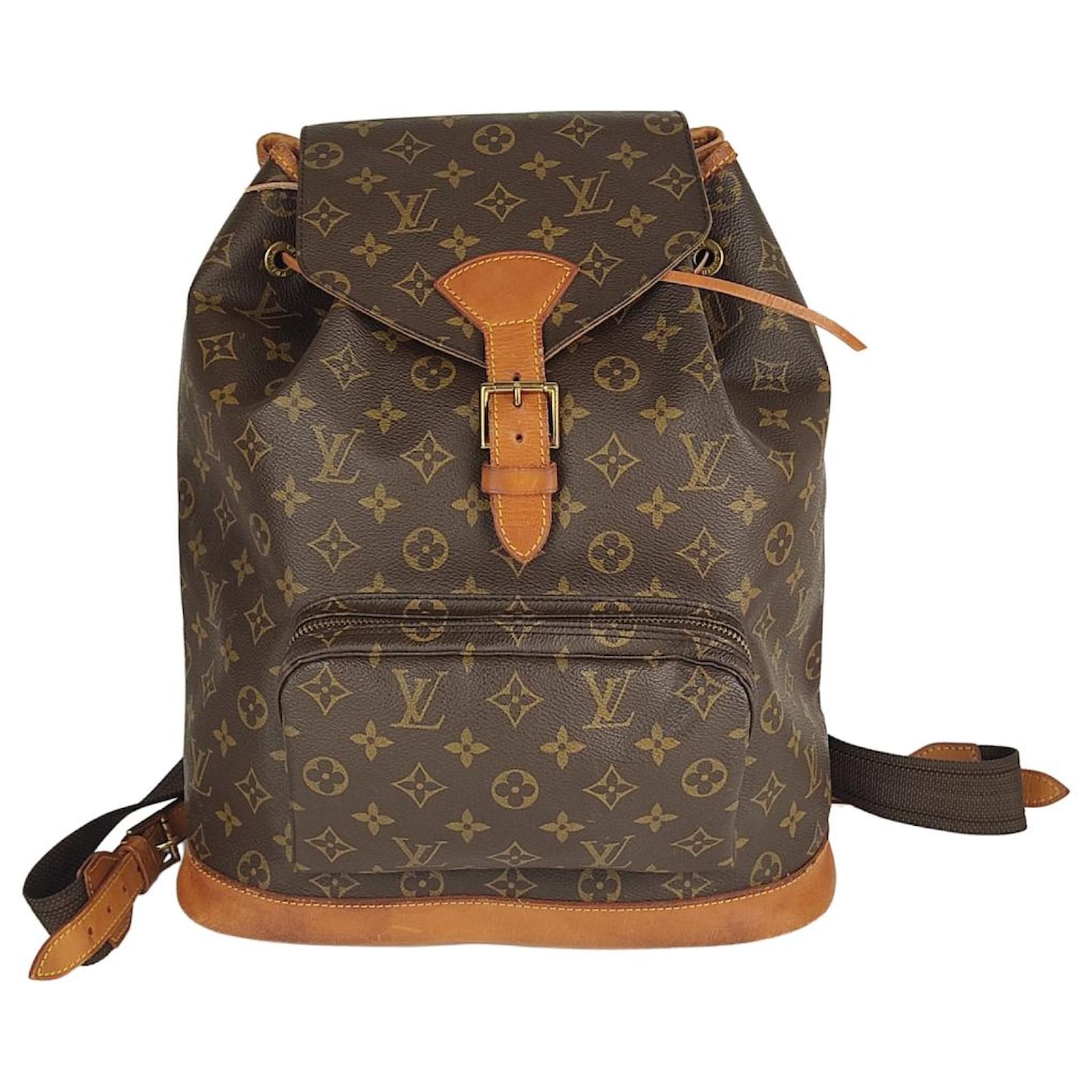 Mochila Louis Vuitton Montsouris Castaño Lienzo ref.492235 - Joli