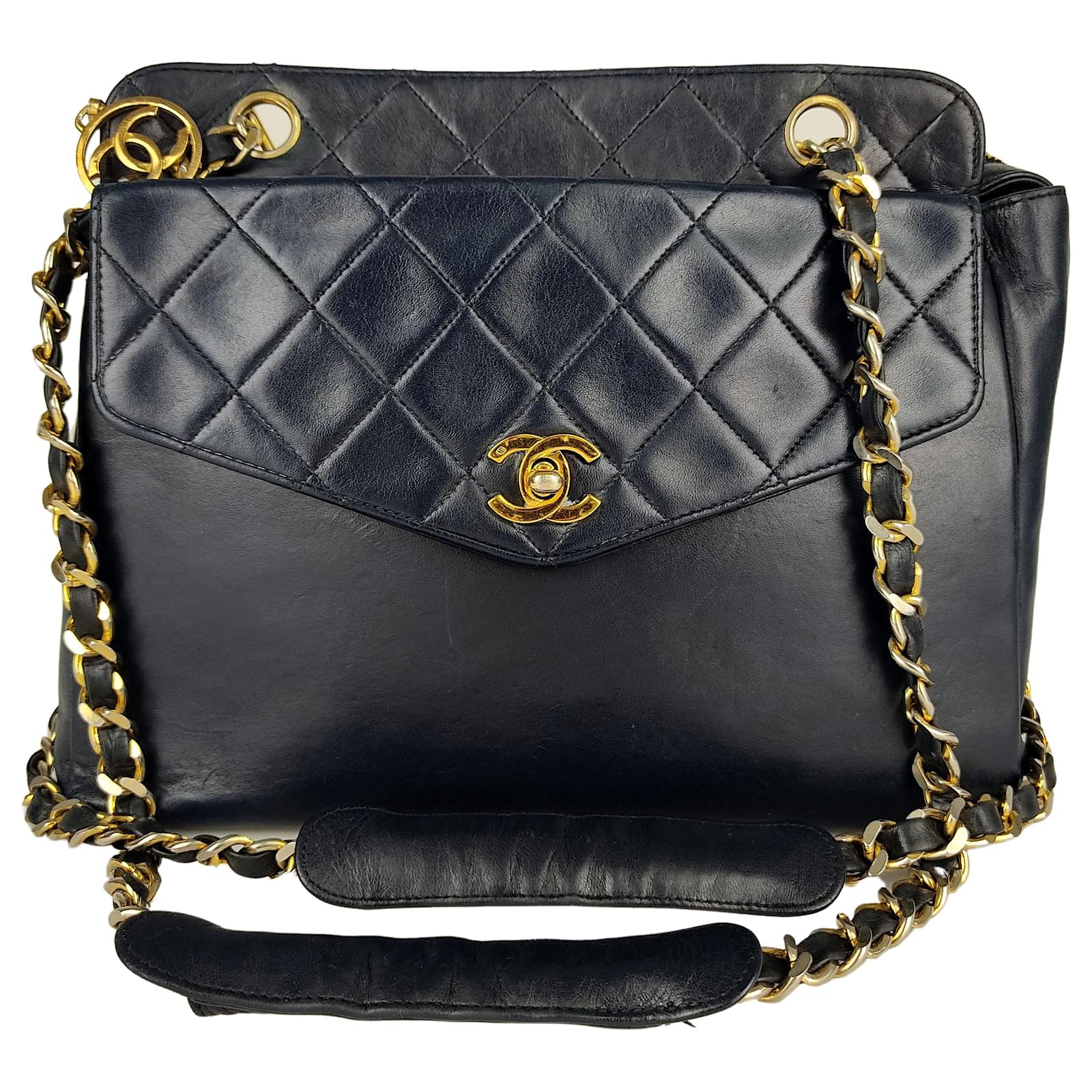 Chanel Vintage Chanel Brown Caviar Leather Front Envelope Pocket