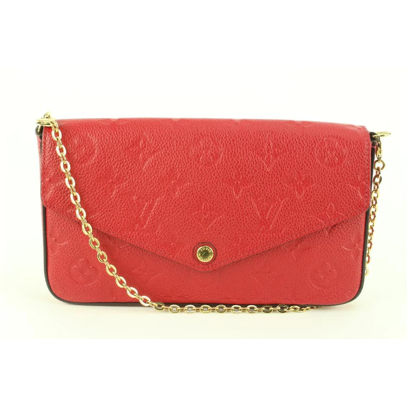Louis Vuitton Red Leather Monogram Empreinte Pochette Felicie Crossbody Bag  112LV36 ref.492498 - Joli Closet