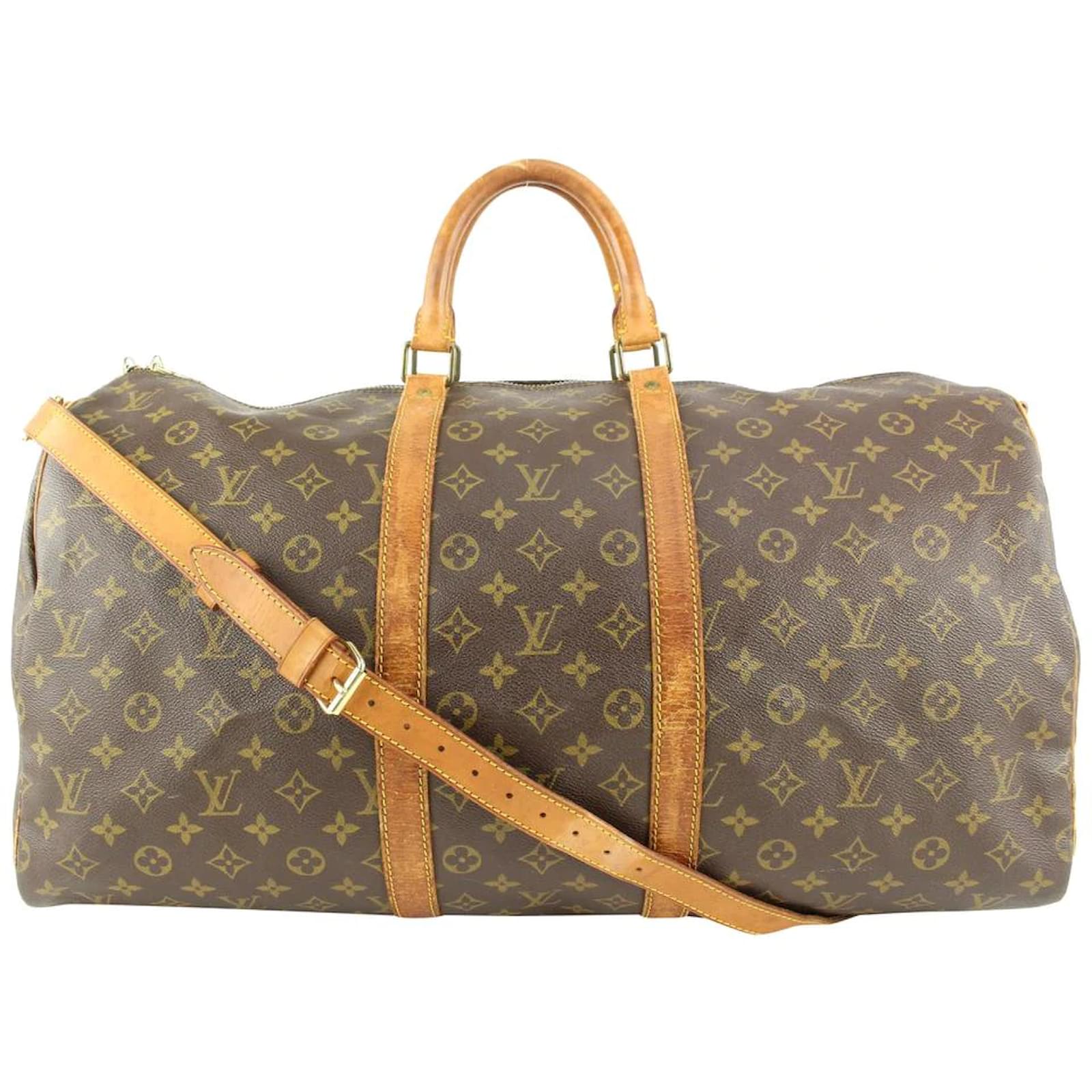 Louis Vuitton Monogram Keepall Bandouliere 55 Duffle Bag w/ Strap