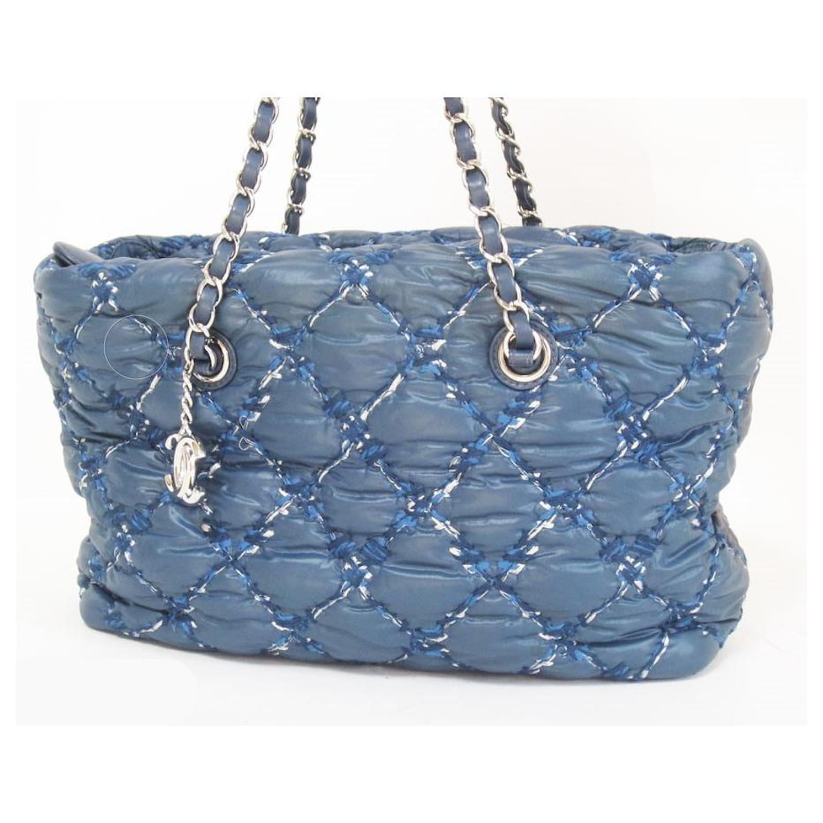 Chanel Blue Quilted Leather CC Chain Tote at 1stDibs