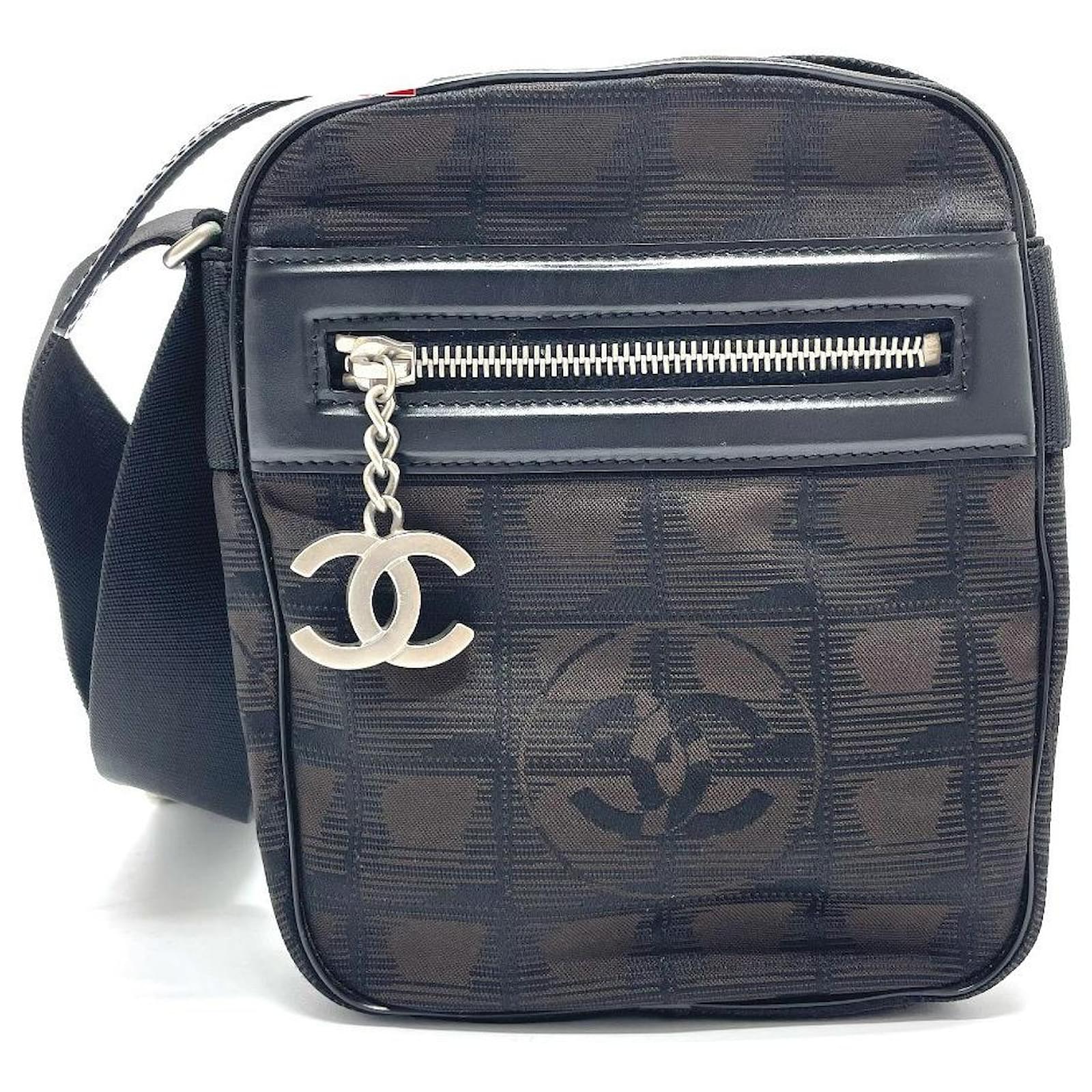 Used] CHANEL CC Coco Mark New Travel Line Diagonal Pochette Mini Bag  Shoulder Bag Leather / Nylon Ladies Brown x Black ref.492616 - Joli Closet