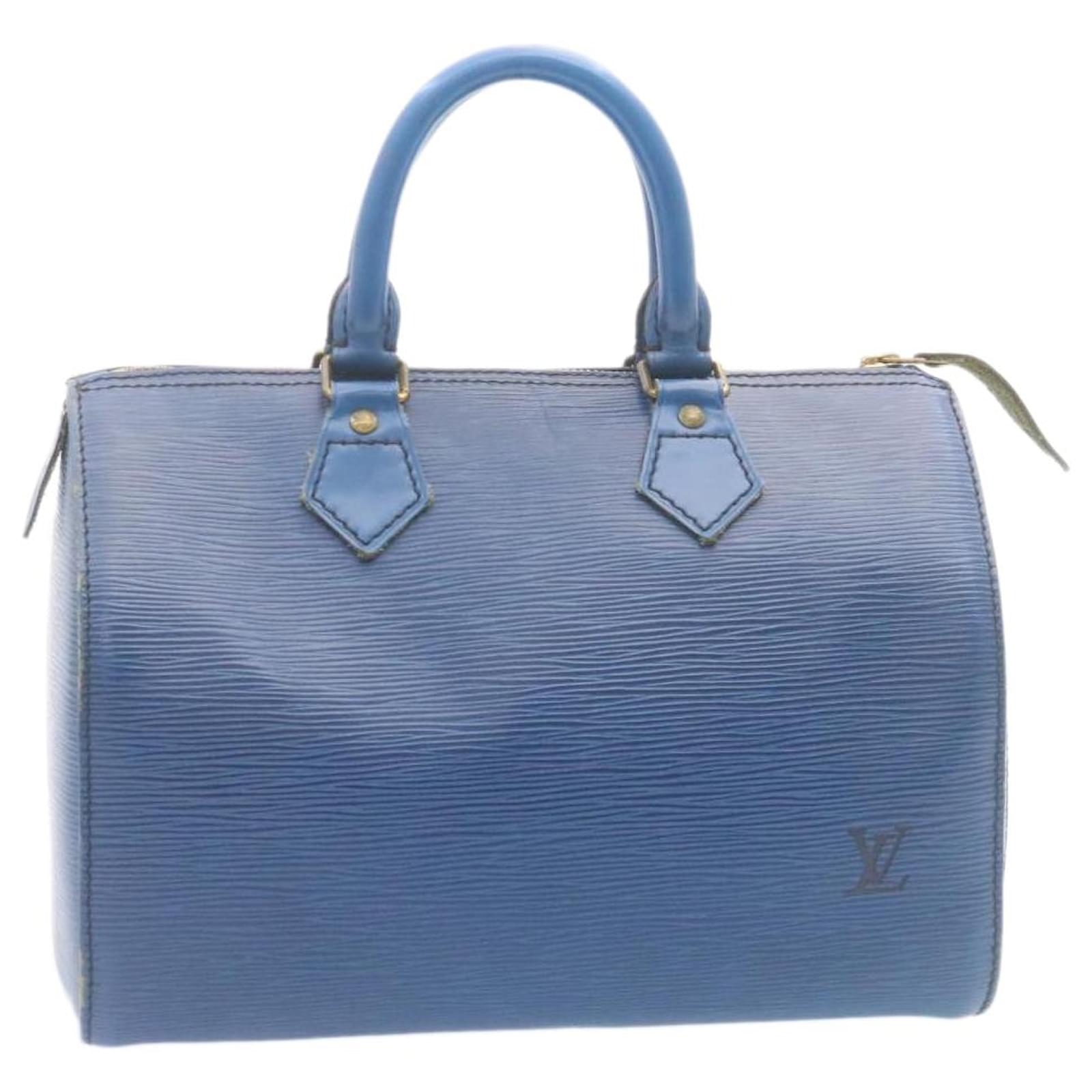 Louis Vuitton Speedy 25 Cuir Bleu Ref 492938 Joli Closet