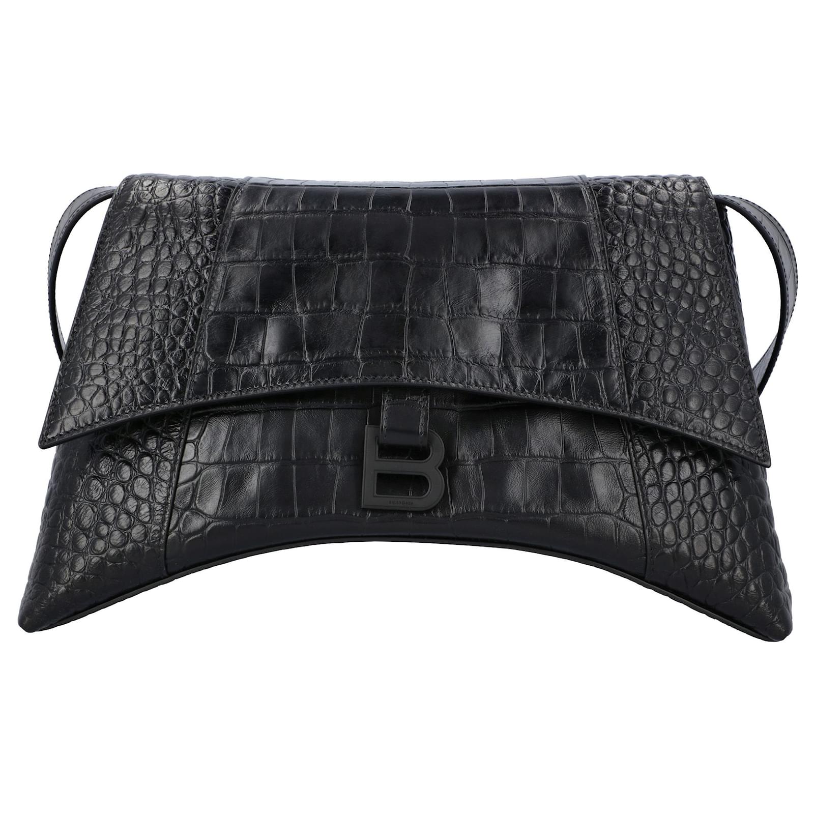 Balenciaga Small Croc Embossed Leather Top Handle Bag
