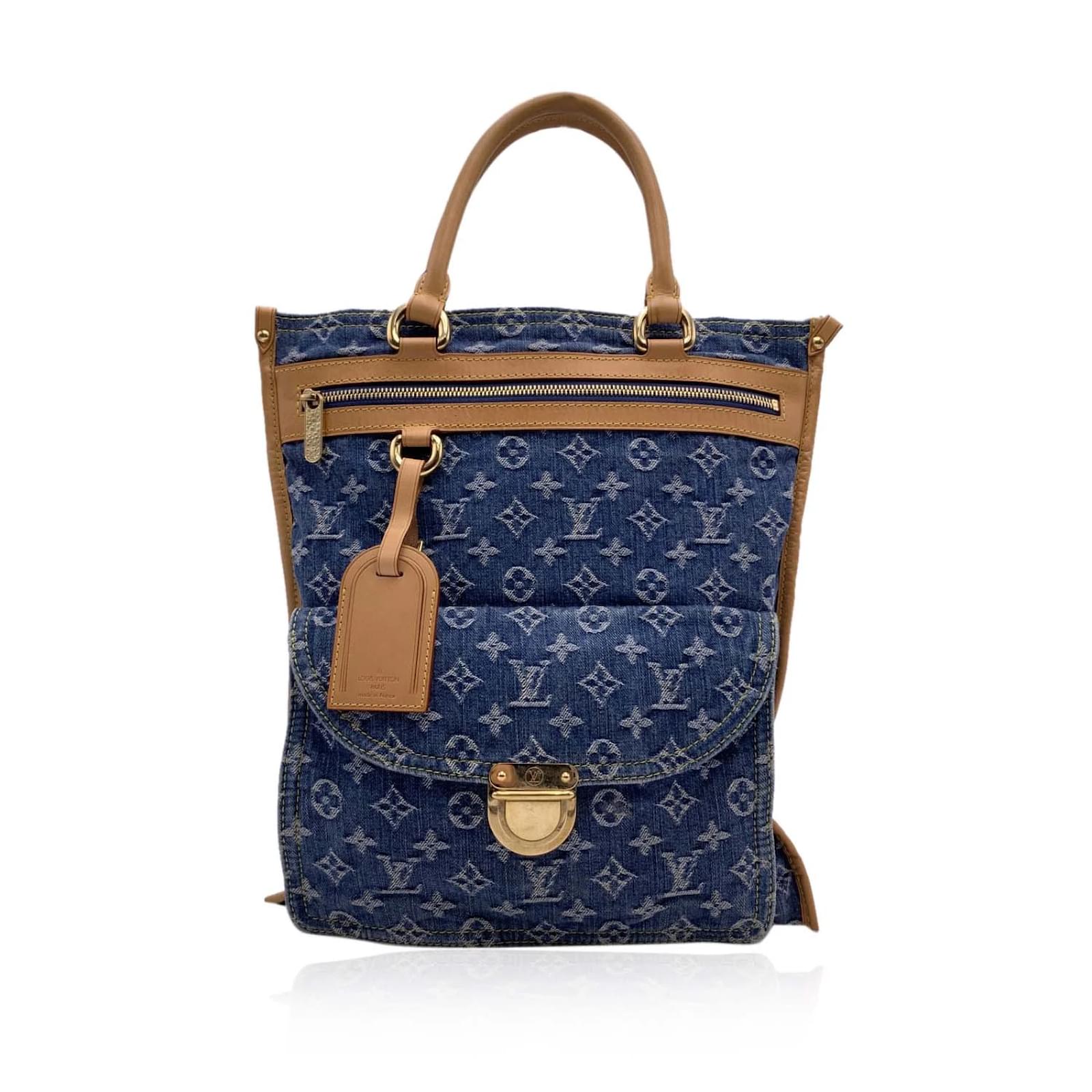 Louis Vuitton Blue Denim Monogram Sac Plat Bag Tote Handbag ref.493367 -  Joli Closet