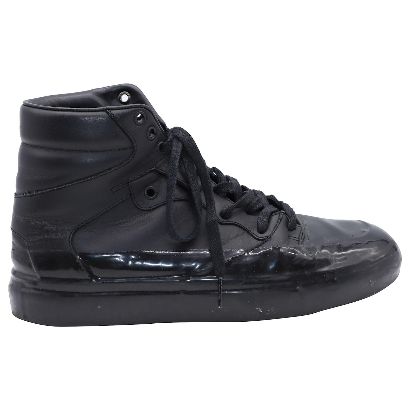 Balenciaga zapatillas altas con efecto sumergido en cuero negro ref.493700  - Joli Closet