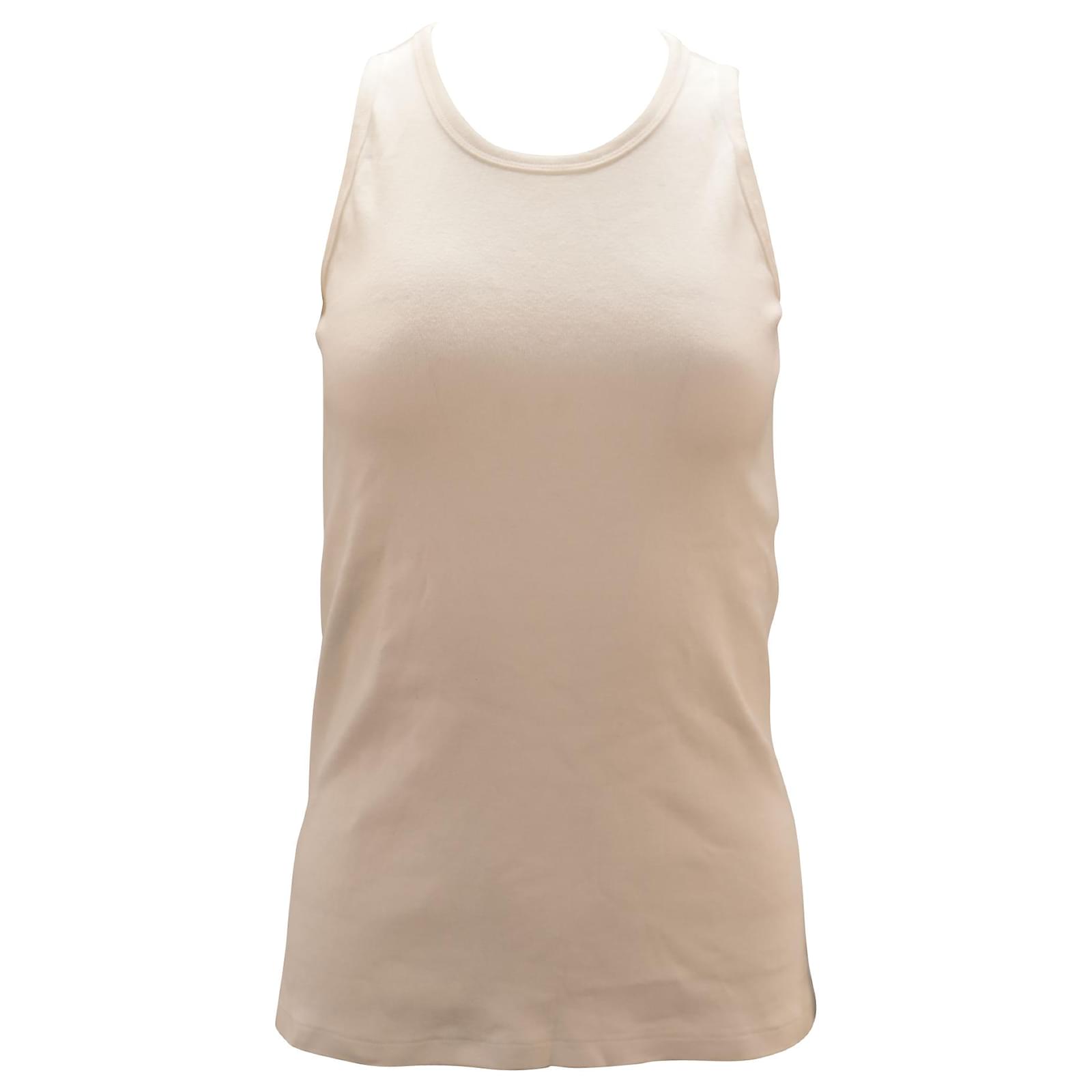 Logo Cotton Jersey Tank Top in White - Saint Laurent