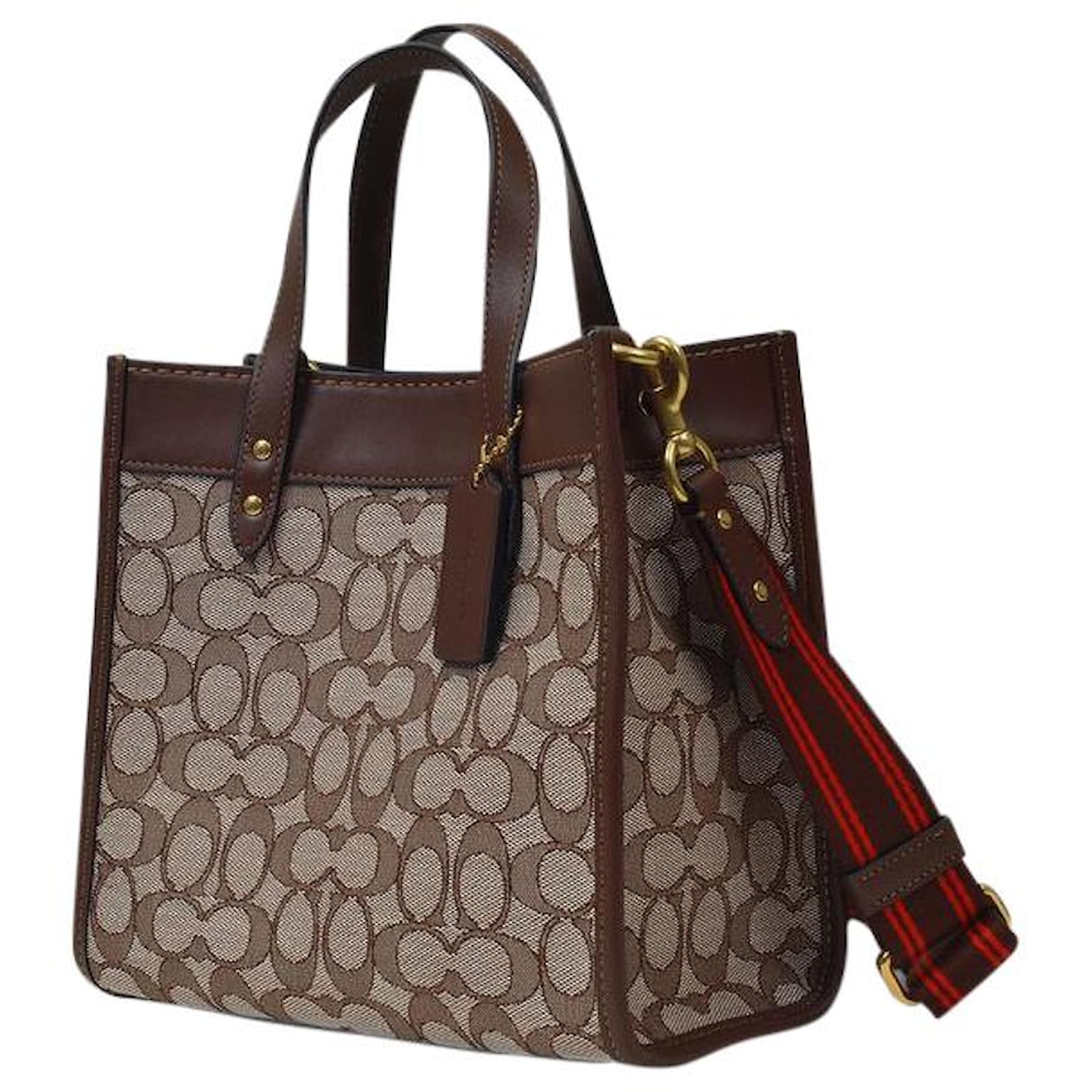 Coach Field Tote in Beige Canvas Brown Cloth Joli Closet