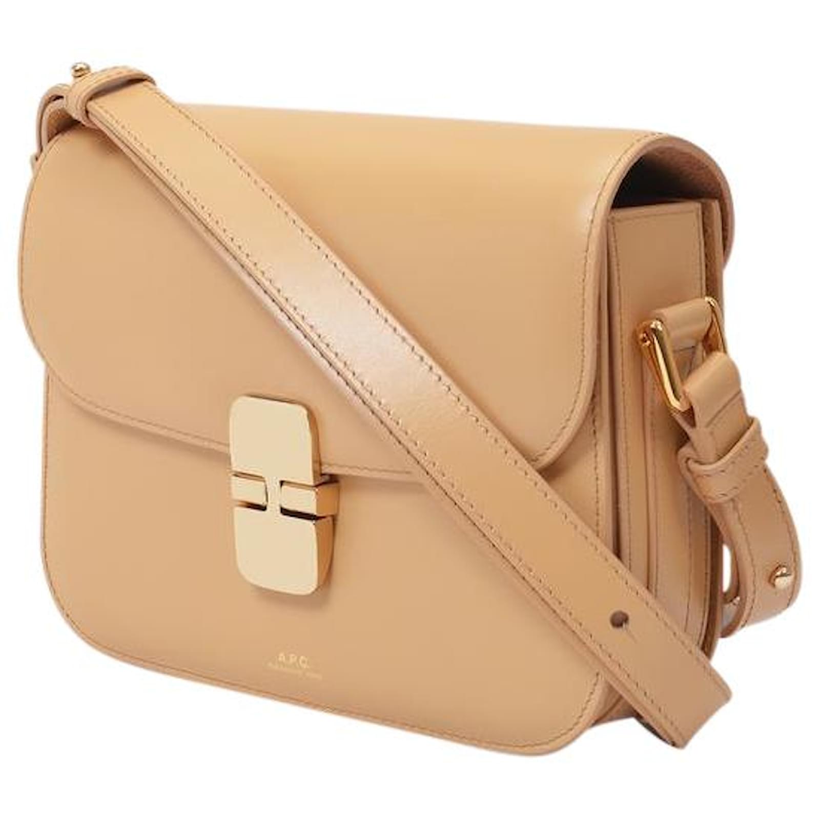 A.P.C. Grace Beige and Brown Leather Crossbody Bag