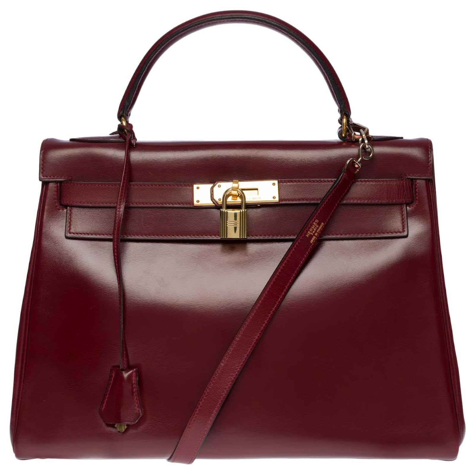 Exceptional and untraceable Hermès Kelly saddle bag handbag 32cm with  Barenia Red H leather strap, Palladie silver metal trim ref.234269 - Joli  Closet