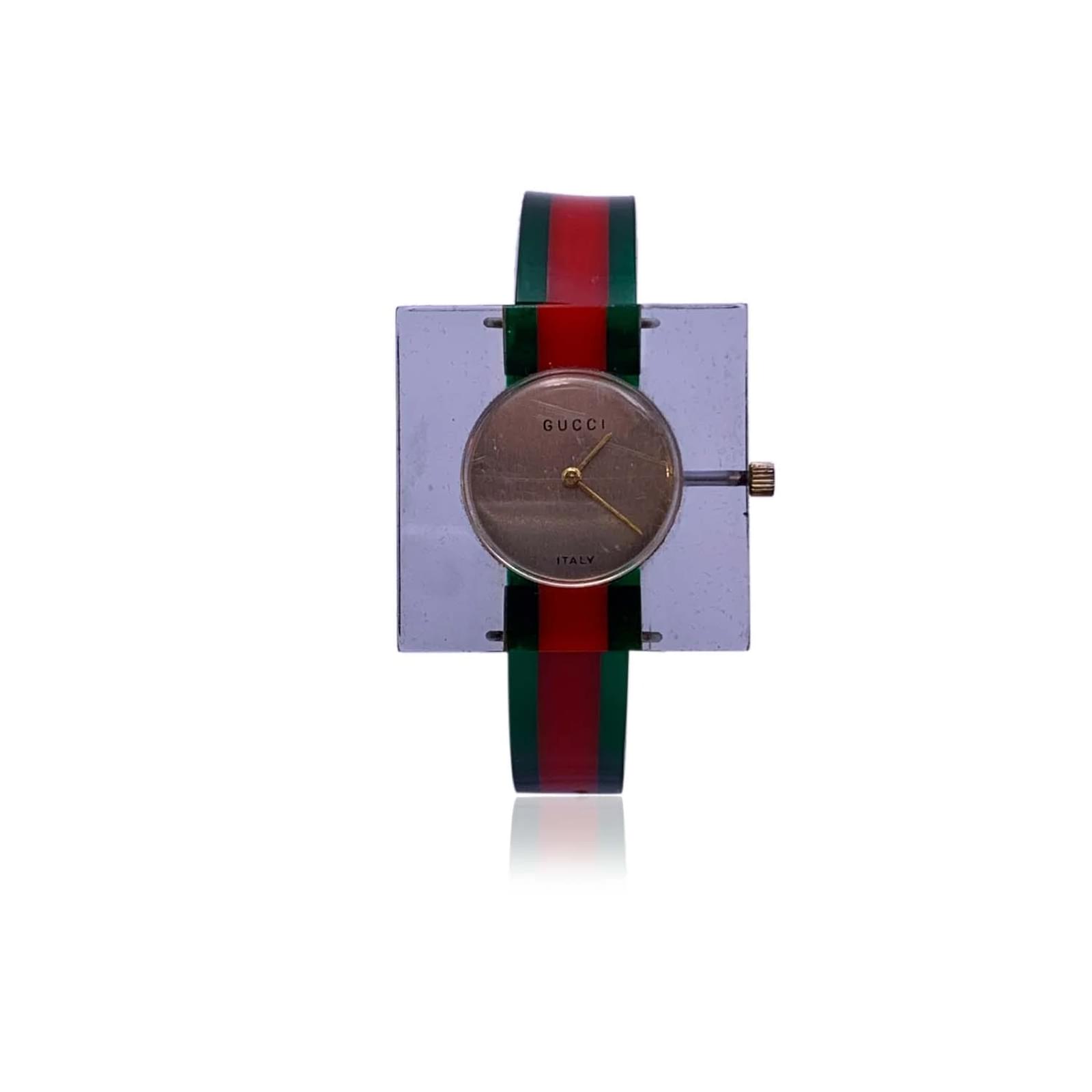 Menselijk ras Moreel Brouwerij Gucci Vintage Manual Wind Red Green Plexi Web Plexi Wrist Watch Multiple  colors Plastic ref.494539 - Joli Closet