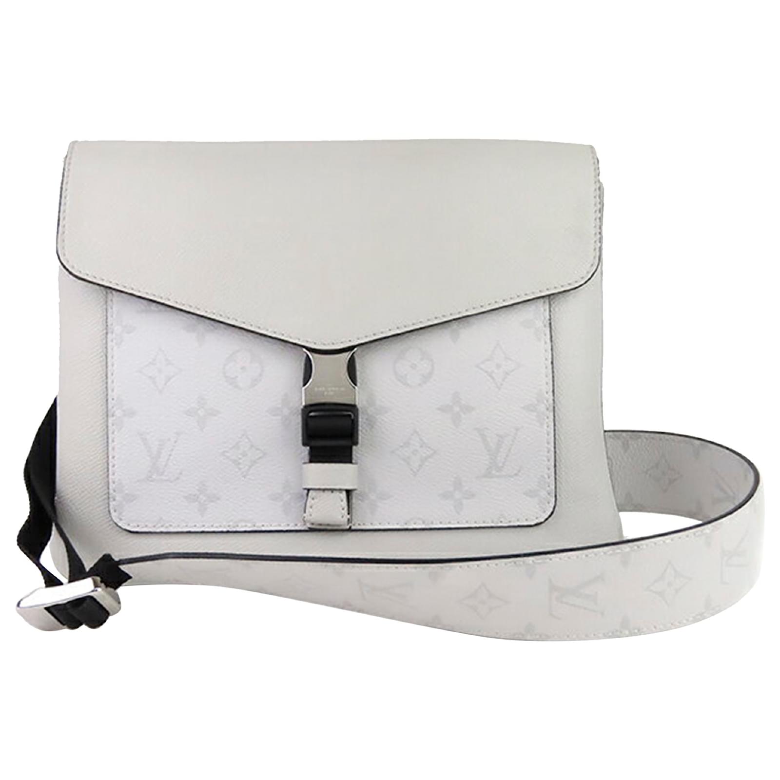 Louis Vuitton White Taigarama Outdoor Flap Messenger Leather Cloth