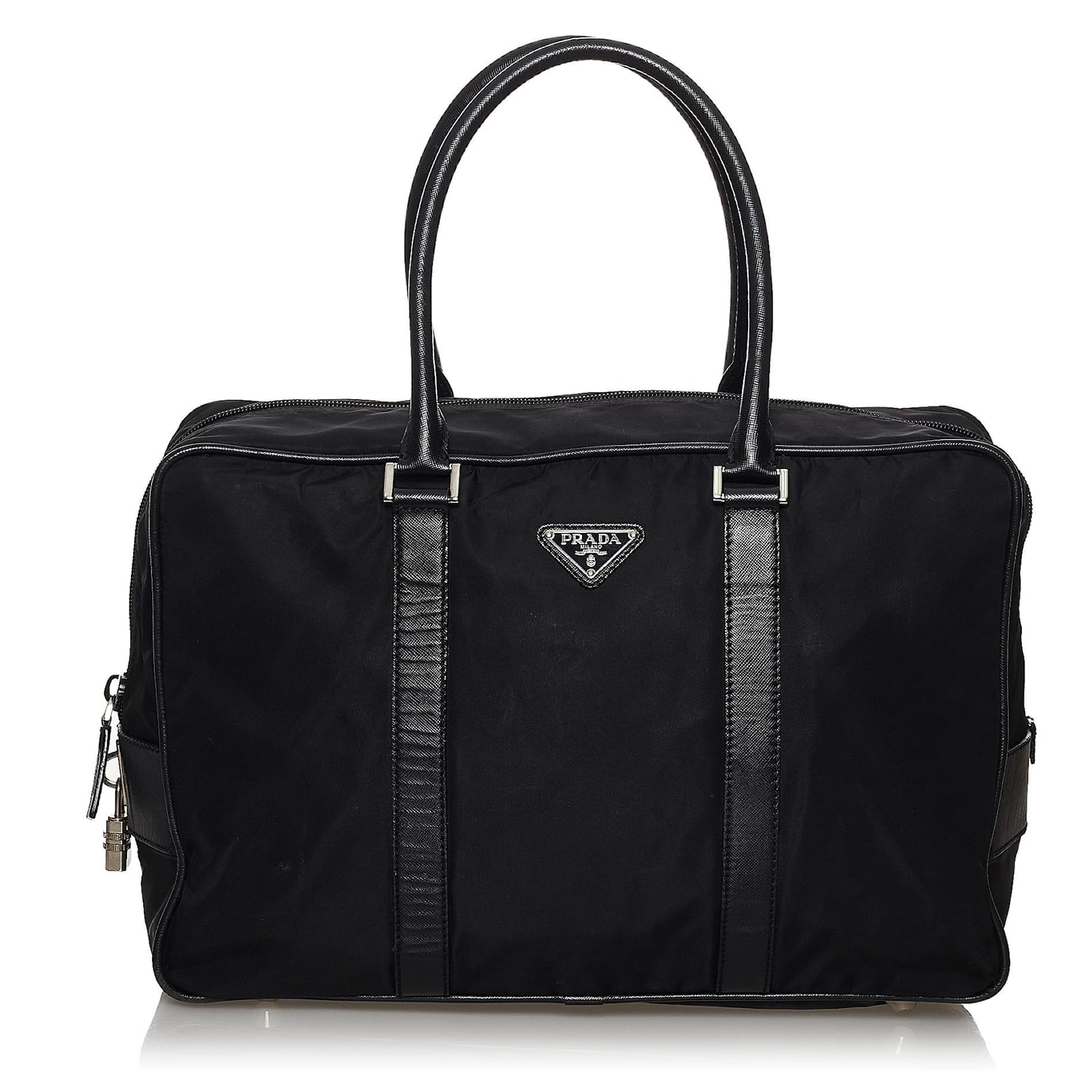 Black Prada Tessuto Boston Bag