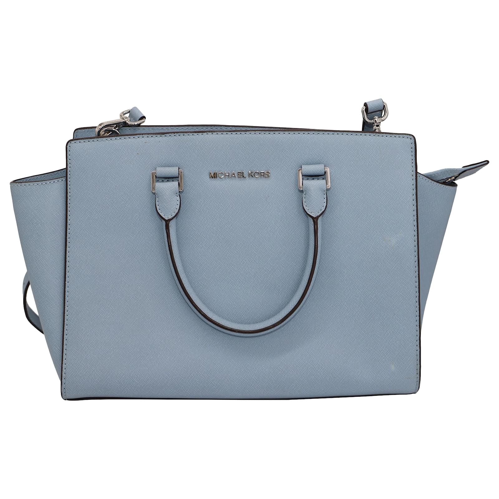 melk Startpunt garen Michael Kors Selma Large Textured Tote Bag in Blue Leather Light blue  ref.494827 - Joli Closet
