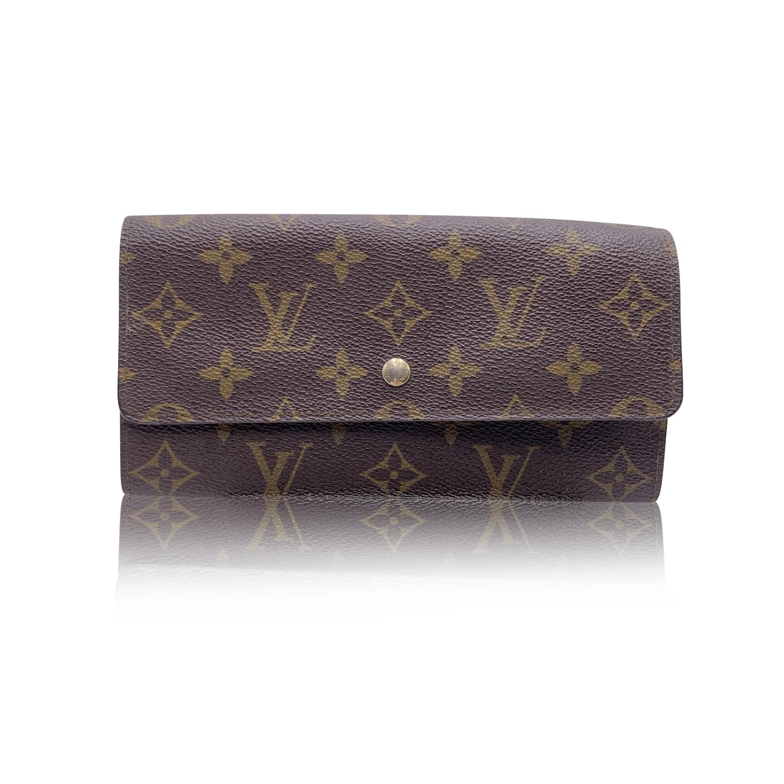 Louis Vuitton Monogram Long Sarah Clutch Continental Wallet Brown