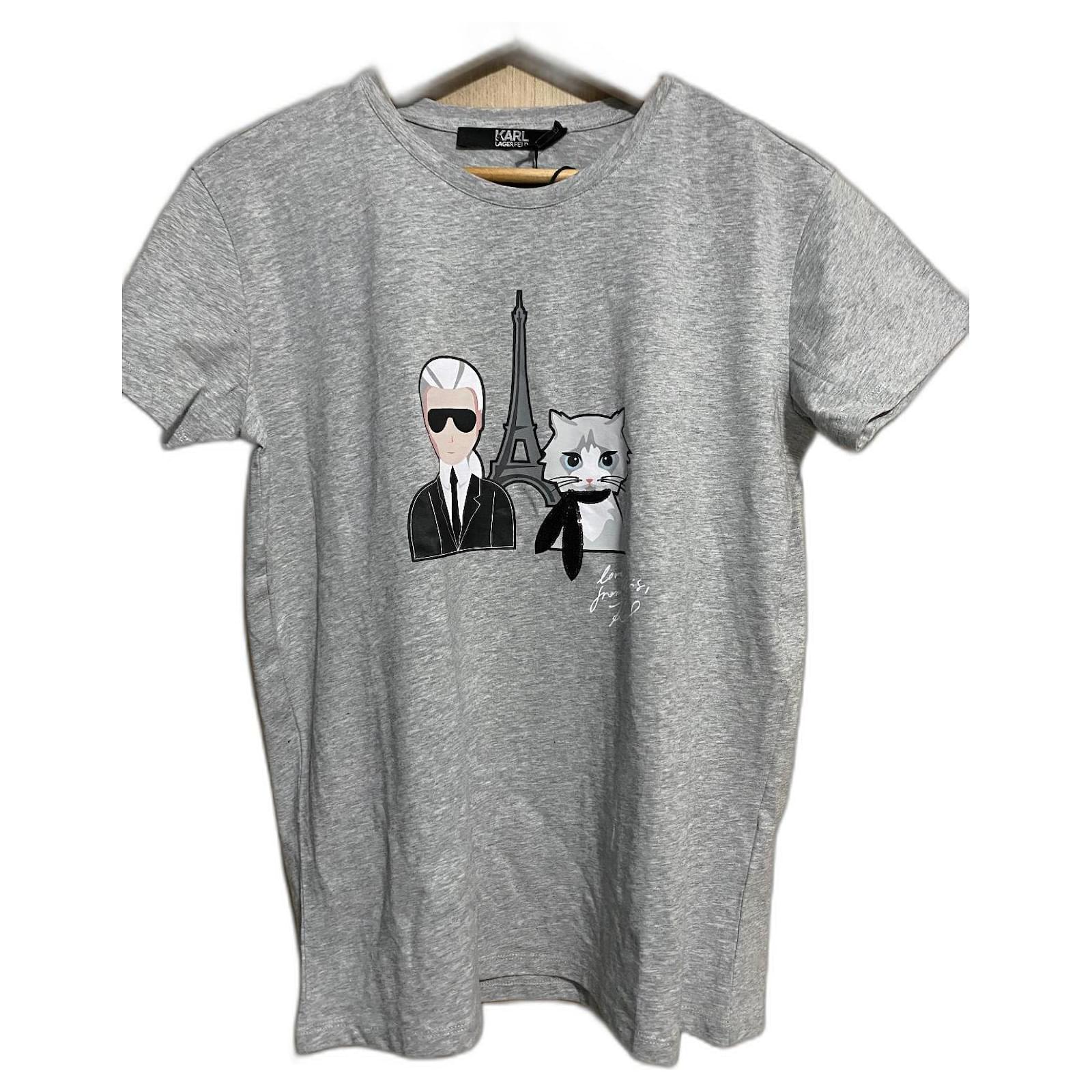 Karl Lagerfeld karl choupette in t-shirt parigi Grigio Cotone