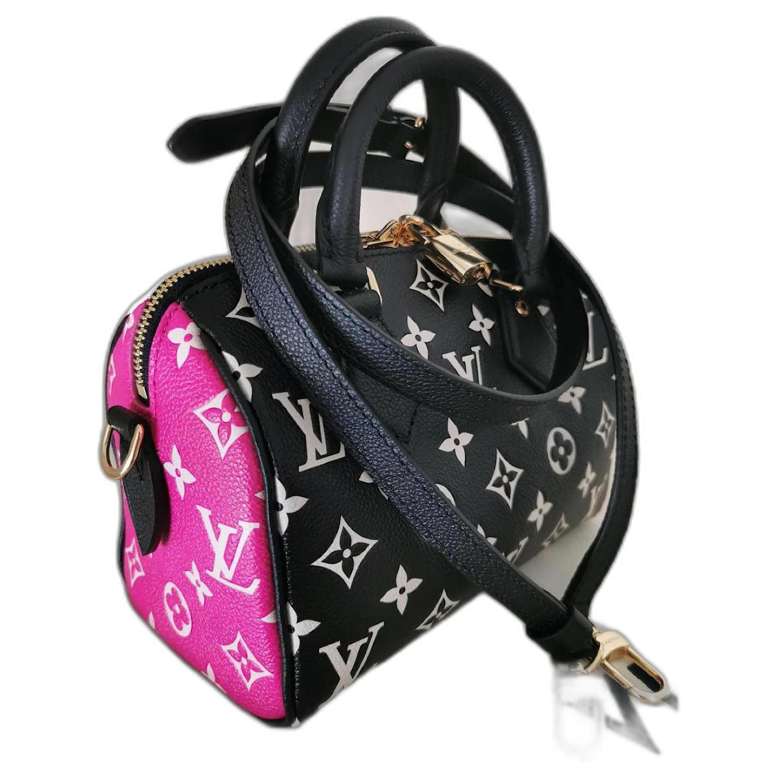 Louis Vuitton speedy Bandouliere 20 Bag Black Pink White Leather