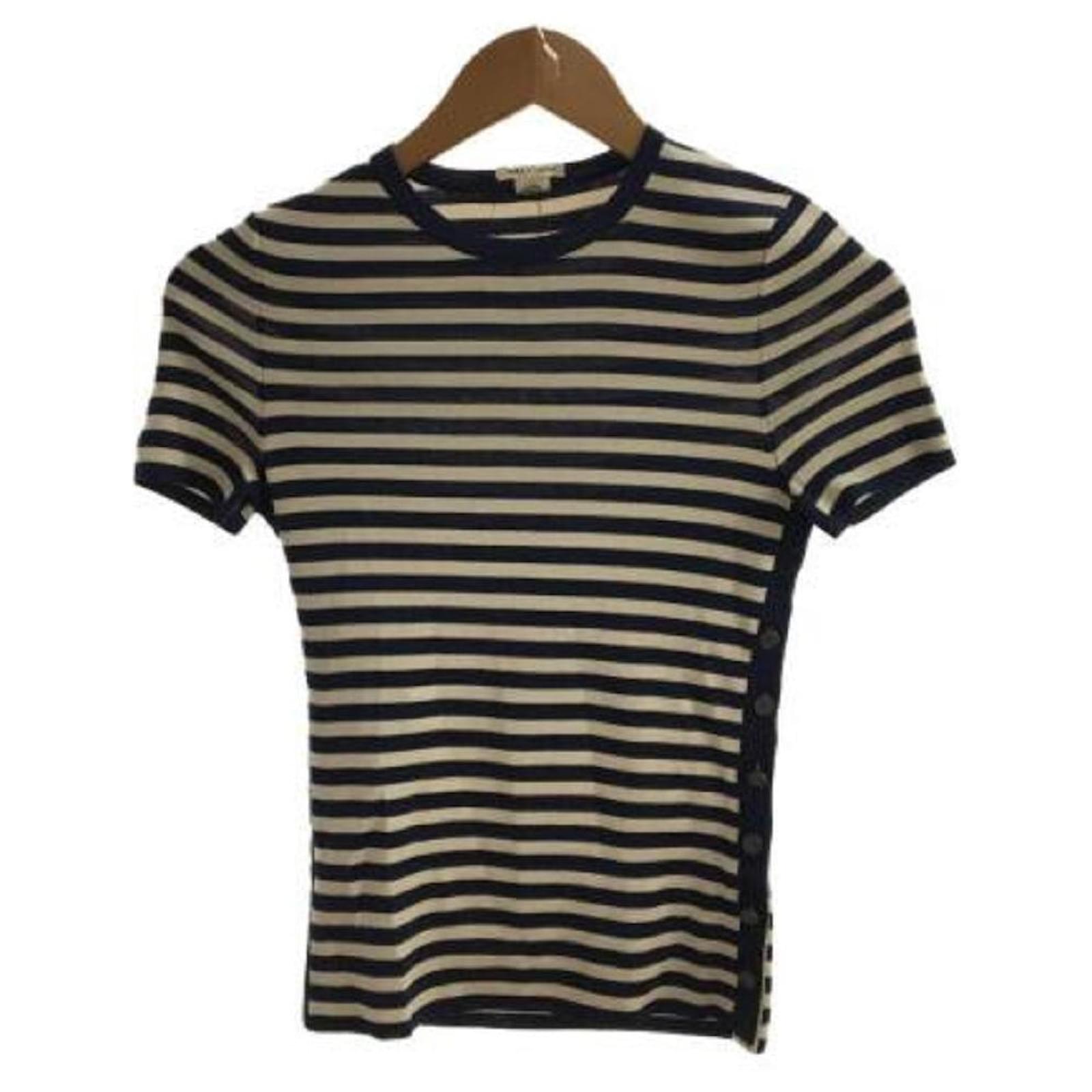 Hermès [Usato] Maglione HERMES (magro) / XS / seta / NVY / bordo / japon  tag / maglia a maniche corte Blu navy ref.496044 - Joli Closet