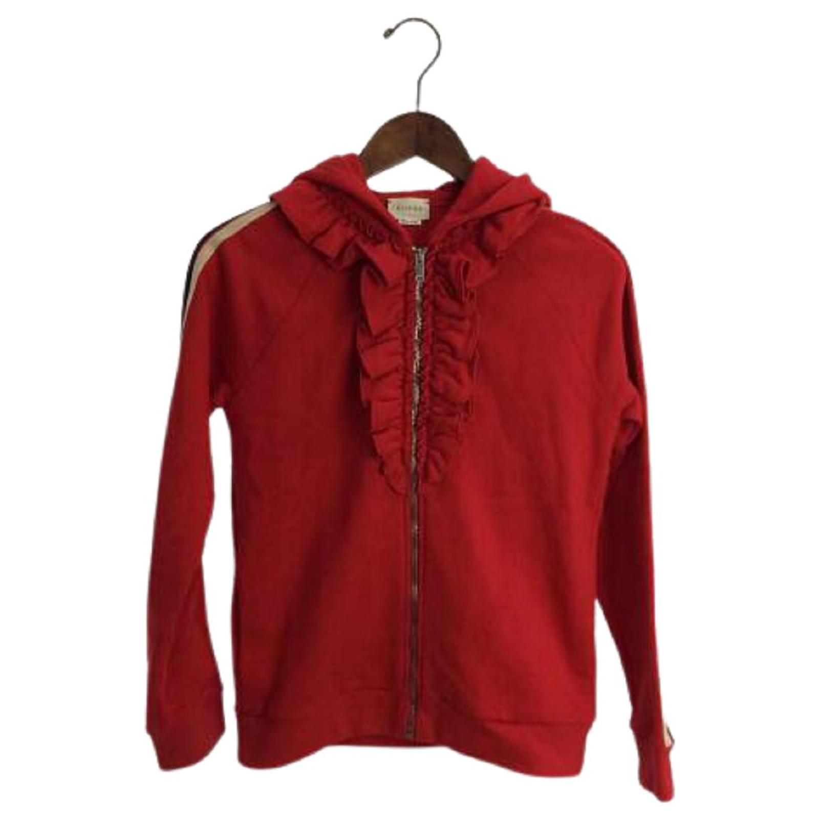 Usado] GUCCI / Sudadera con volantes / Sudadera con cremallera / 10 /  Algodón / ROJO / Liso Roja ref.496266 - Joli Closet