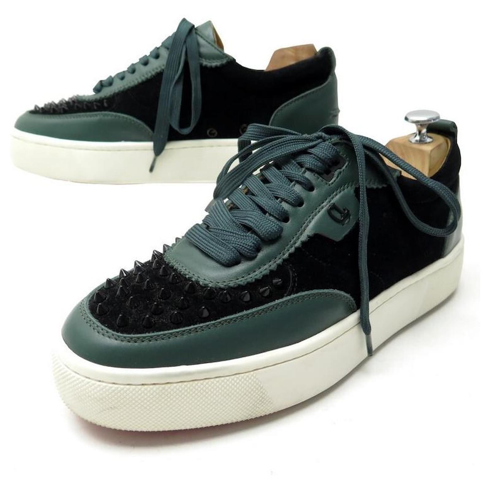 CHRISTIAN LOUBOUTIN SHOES SNEAKER SPIKES 43 LEATHER AND SUEDE