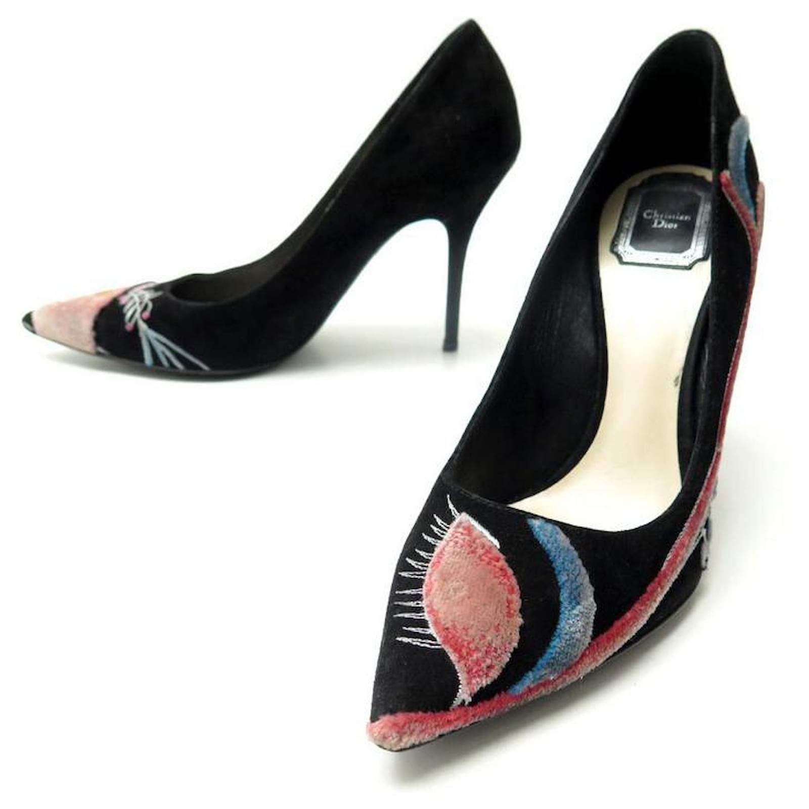 CHRISTIAN DIOR CHERIE ANDY WARHOL SHOES 39 PUMPS BLACK SUEDE SHOES