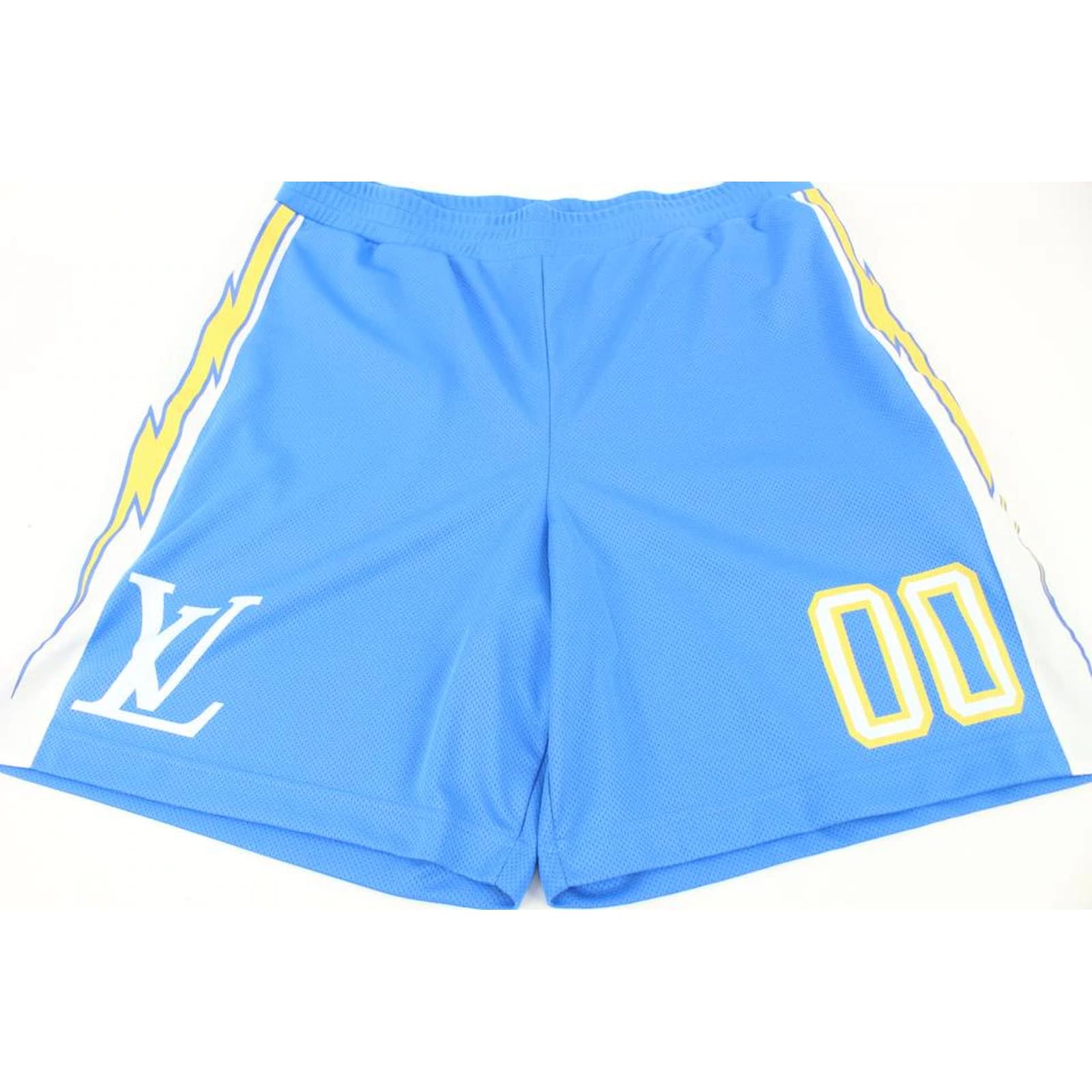 Louis Vuitton Virgil Abloh Men's XXL Blue Mesh Sporty Patch Shorts Sports  ref.496808 - Joli Closet