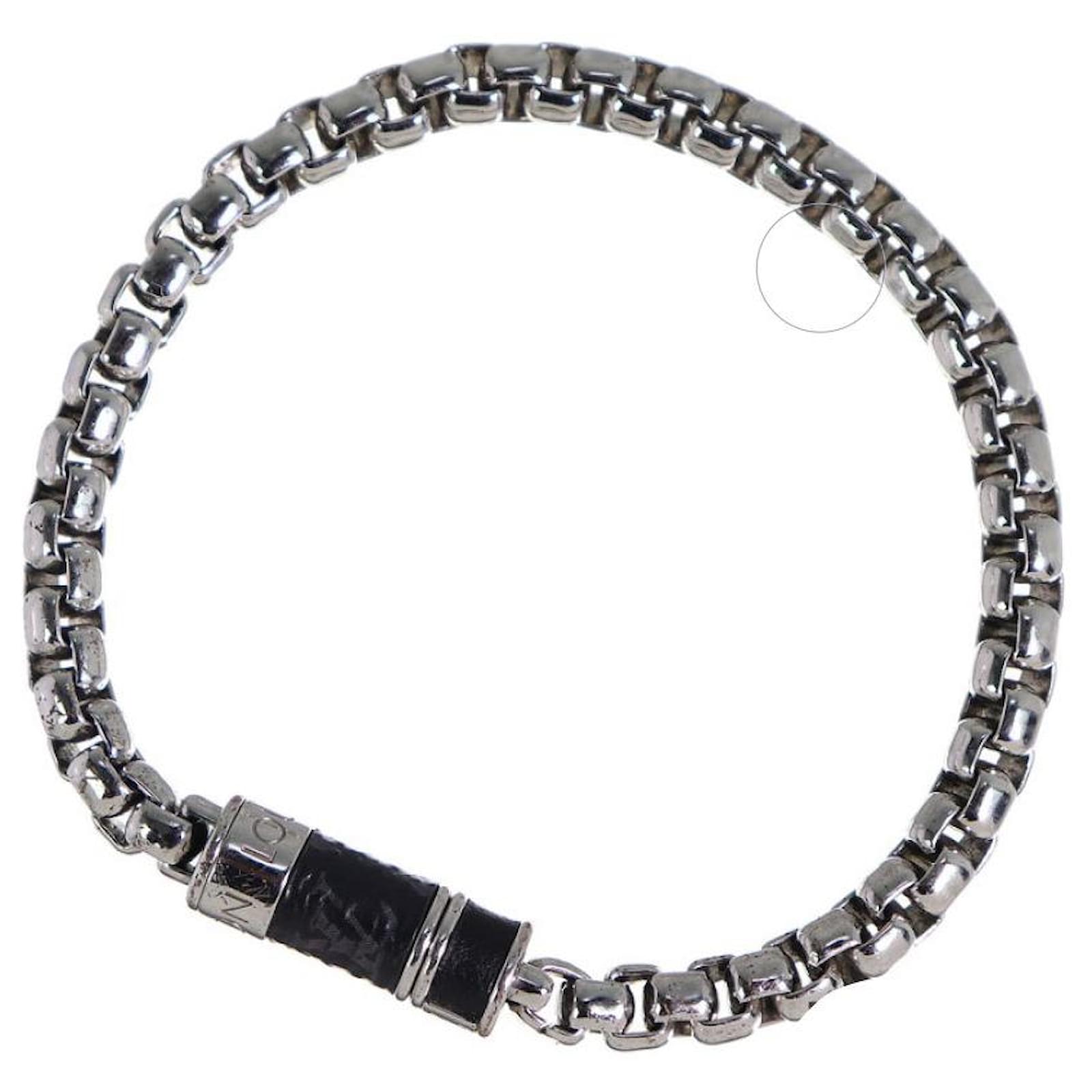 Louis Vuitton Monogram Chain Bracelet Metal with Monogram Eclipse Canvas  Silver
