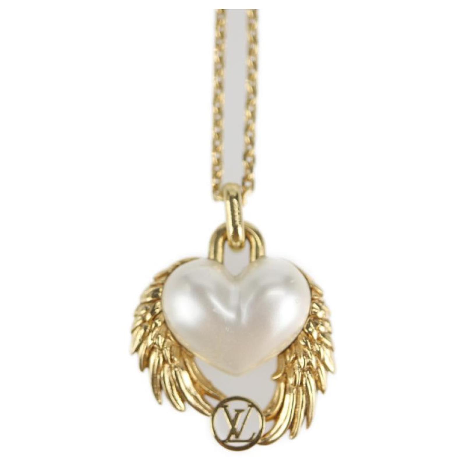 Louis Vuitton, Jewelry, Louis Vuitton Collier Cool Angel Love Necklace  Faux Pearl Heart