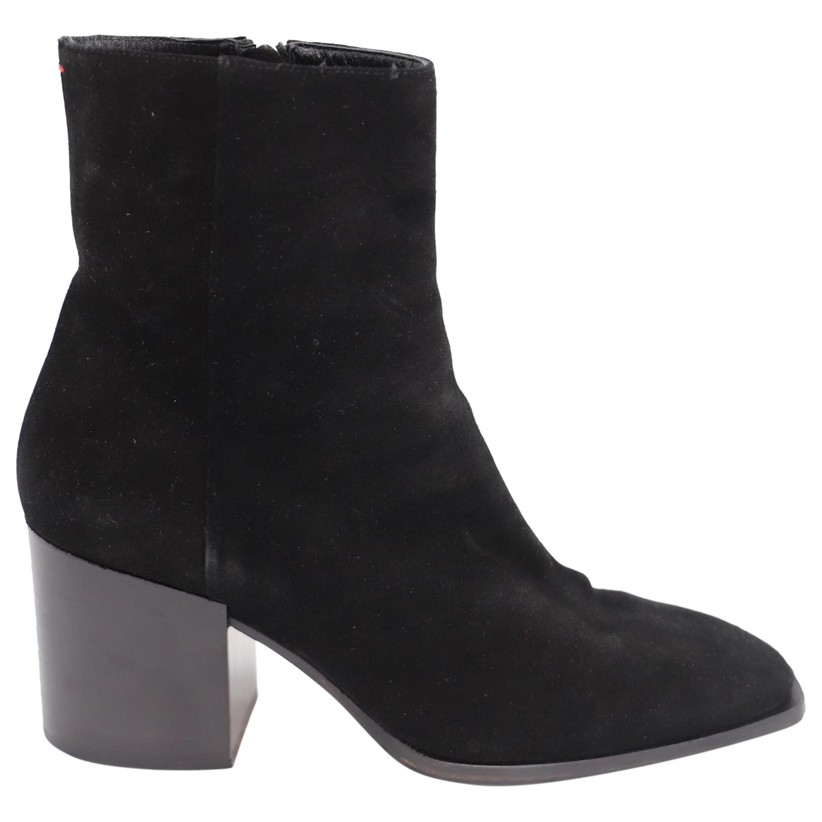 black suede pull on ankle boots