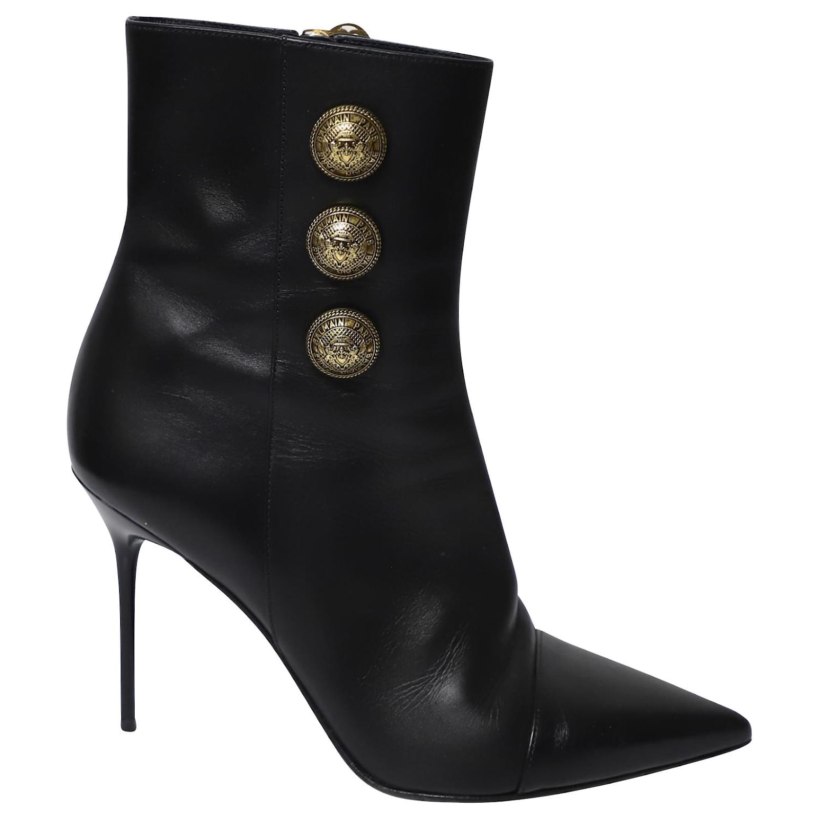 Balmain Roni Boots in Black Leather ref.497321 - Joli Closet