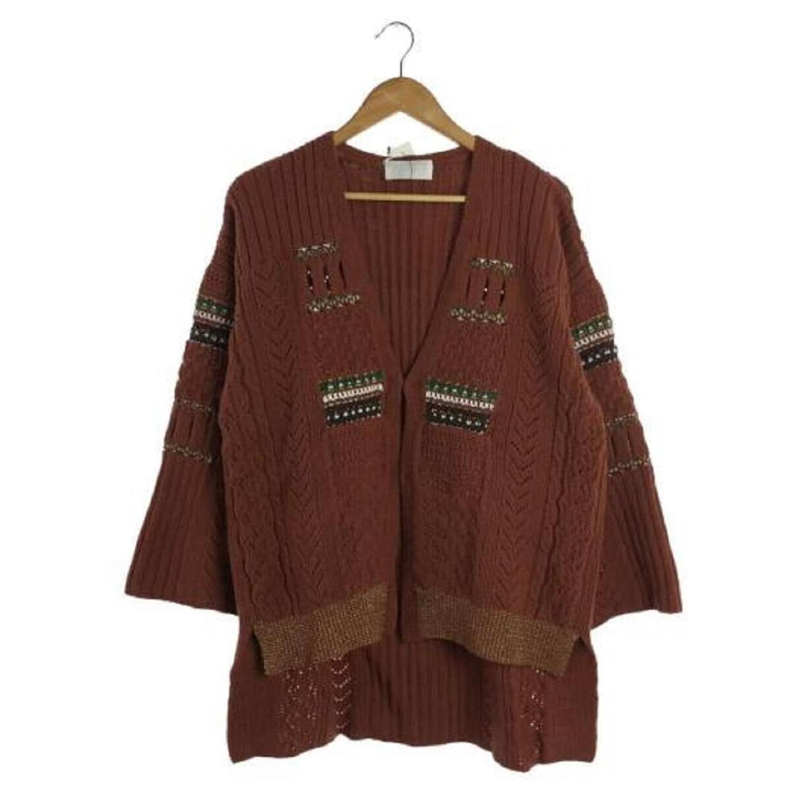 [Used] Mame Kurogouchi 20AW / Oversized Chunky Knit Cardigan / 1 / Wool /  BRW