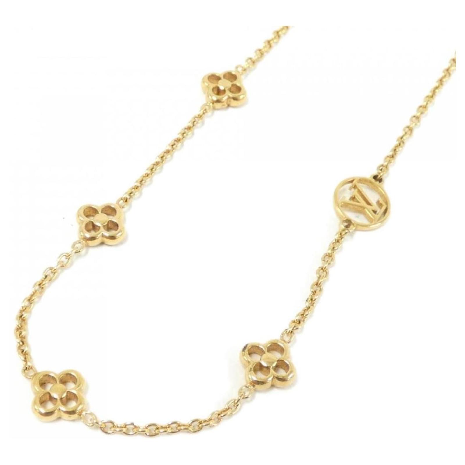 LOUIS VUITTON LOUIS VUITTON Flower full;M68125 Necklace Gold Plated Used LV  women M68125